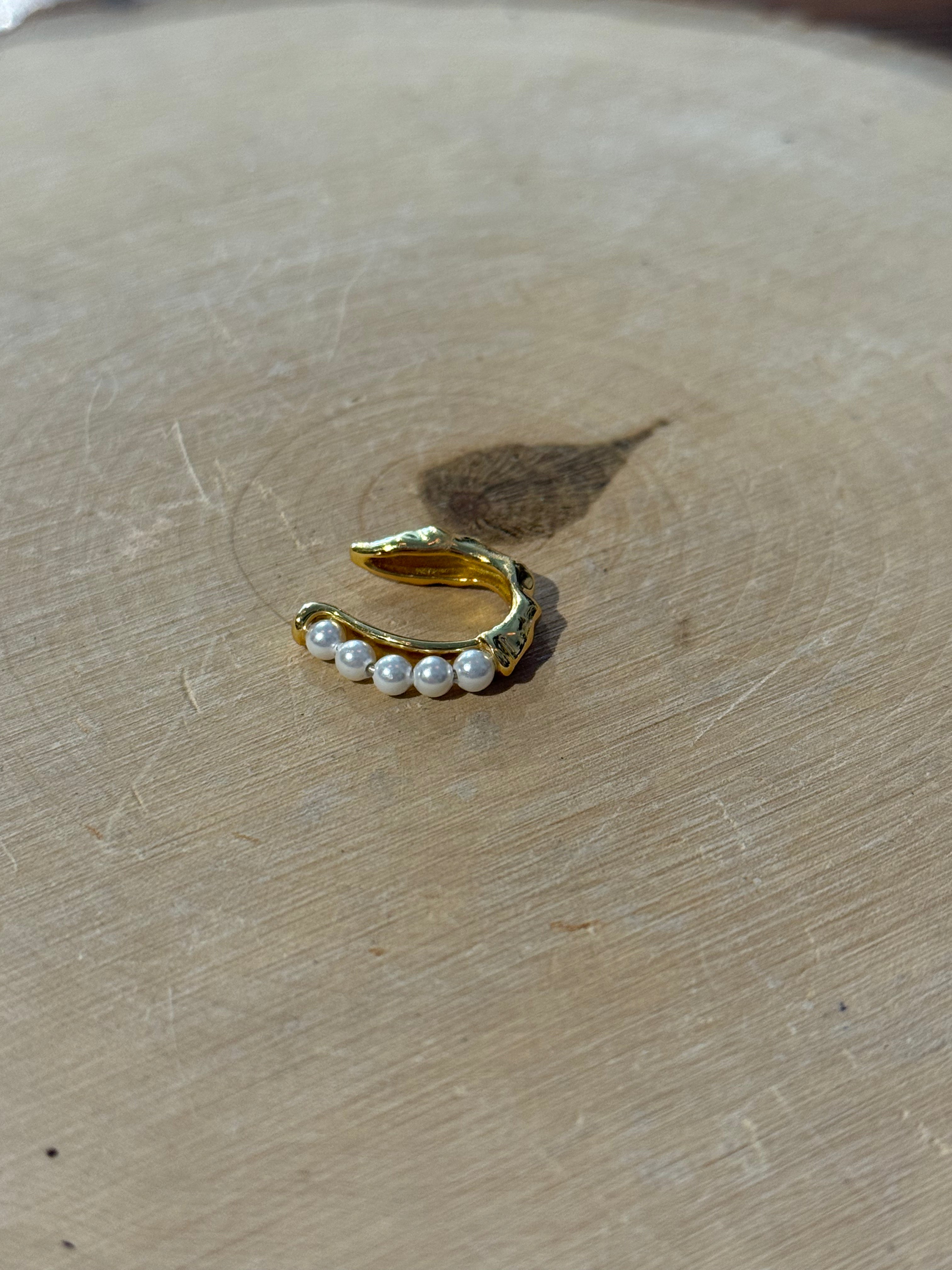 Gold Pearl Ear Cuff