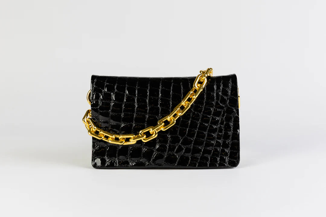 Black Patent Leather Belt Bag