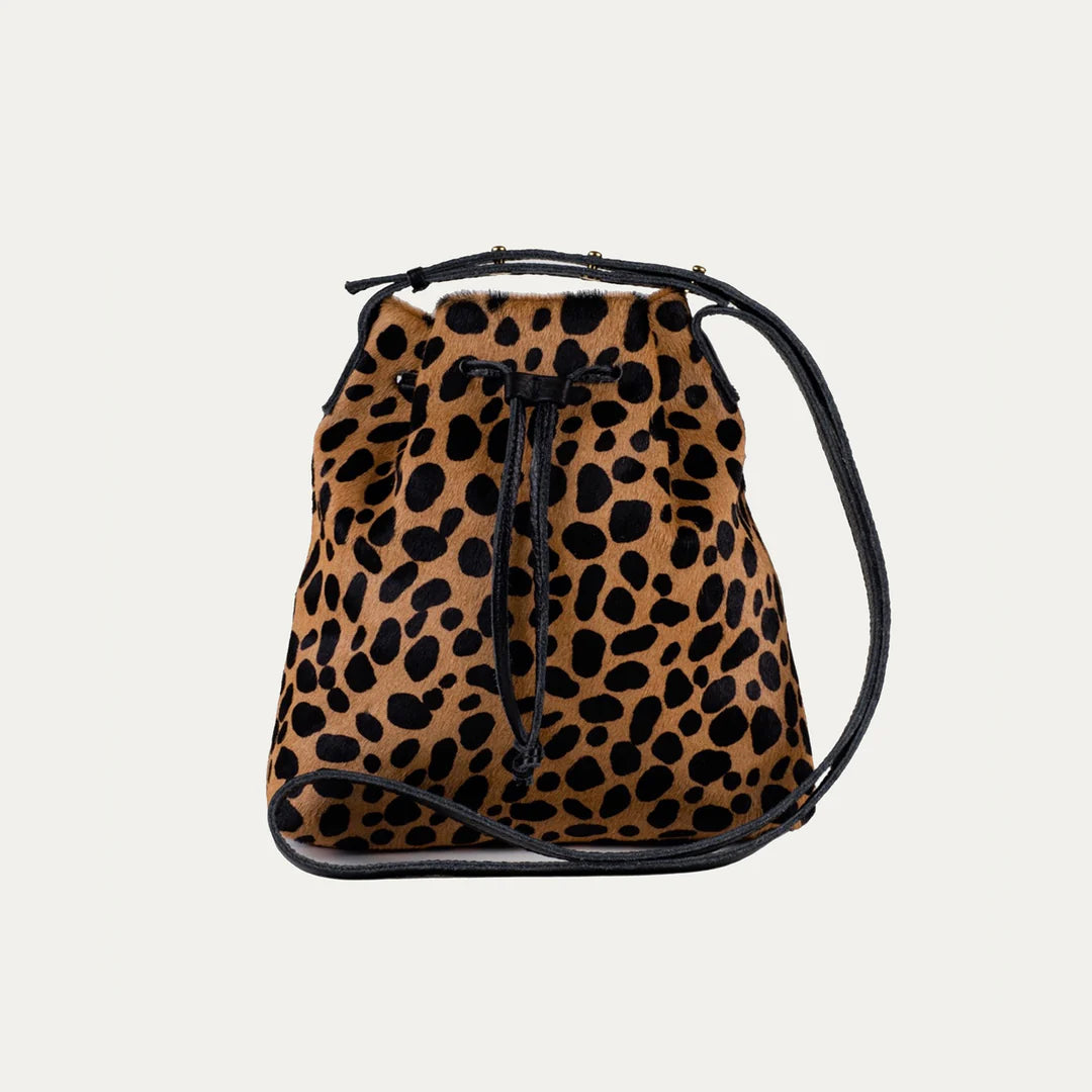 Black Brown Cheetah Mini Crossbody Tote