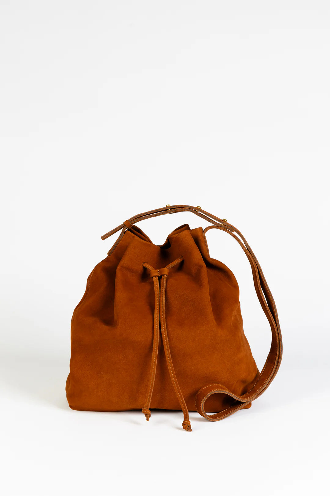 Cognac Nubuck Crossbody Boho Bag