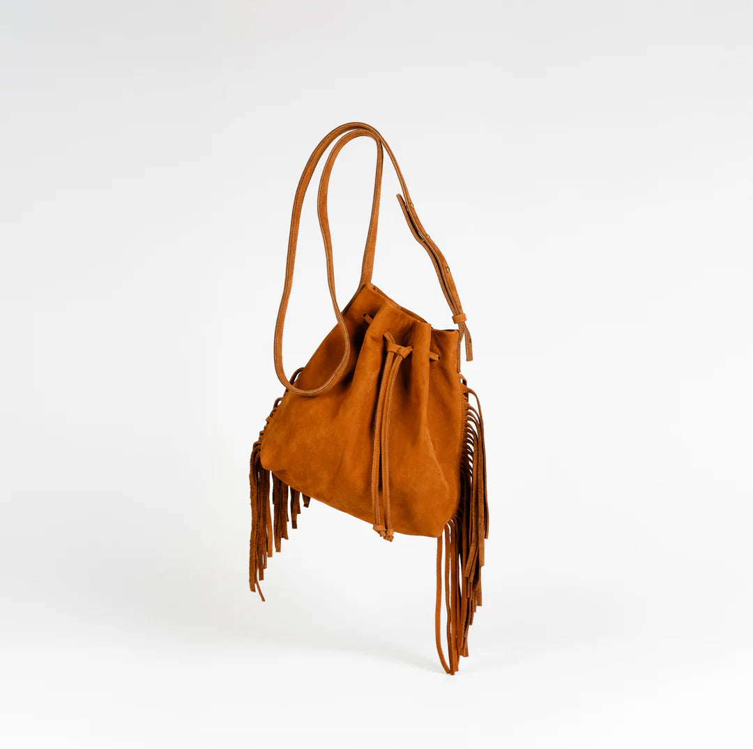 Cognac 2 Sided Suede Mini Crossbody