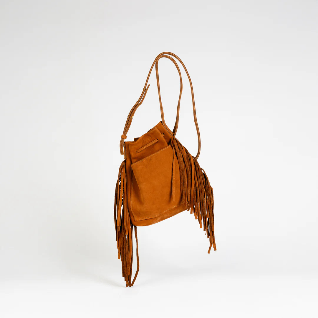 Cognac 2 Sided Suede Mini Crossbody