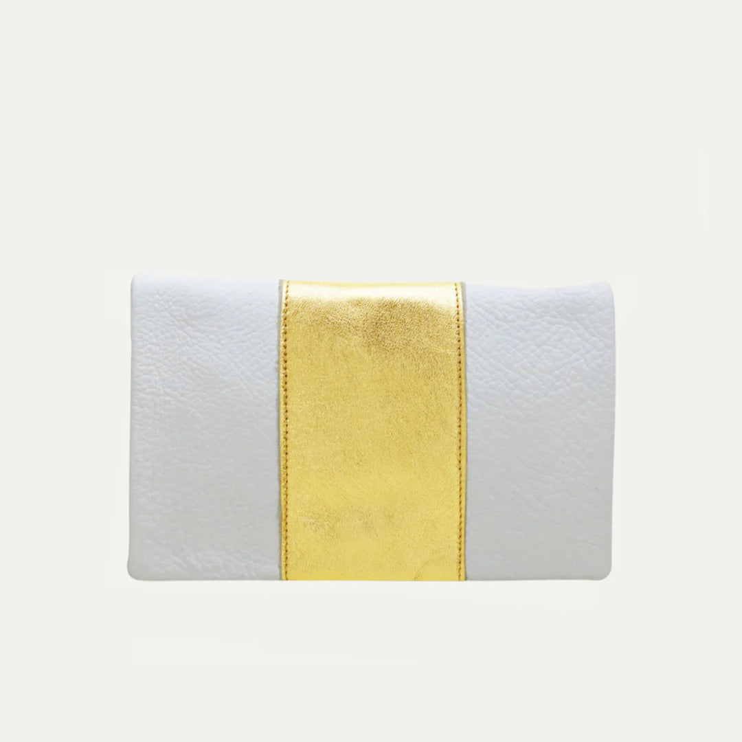 White Gold Metallic Stripe Belt Bag