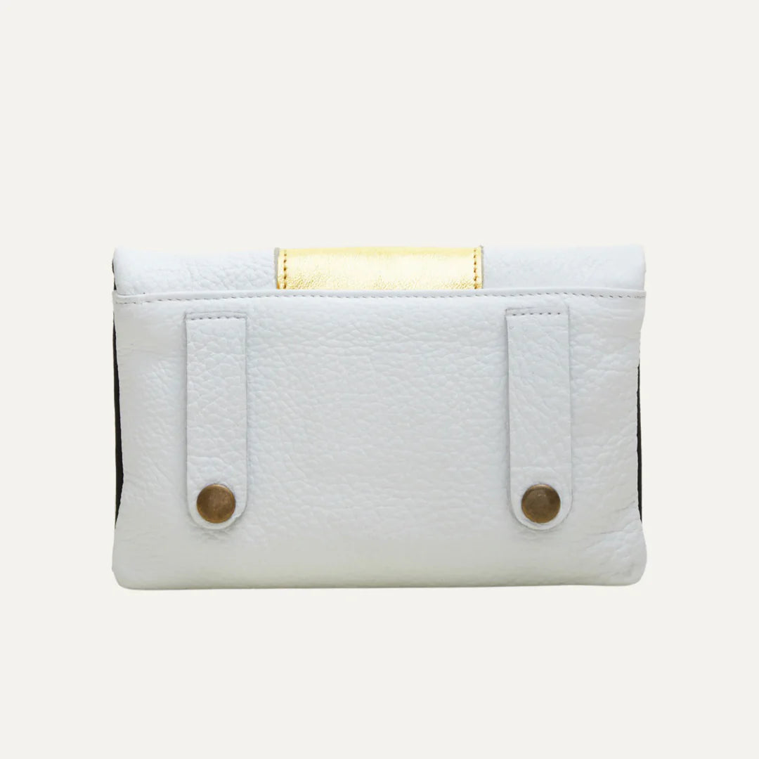 White Gold Metallic Stripe Belt Bag