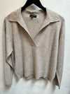 Sand Organic Cashmere Collared Sweater