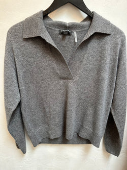 Medium Grey Organic Cashmere Collared Sweater