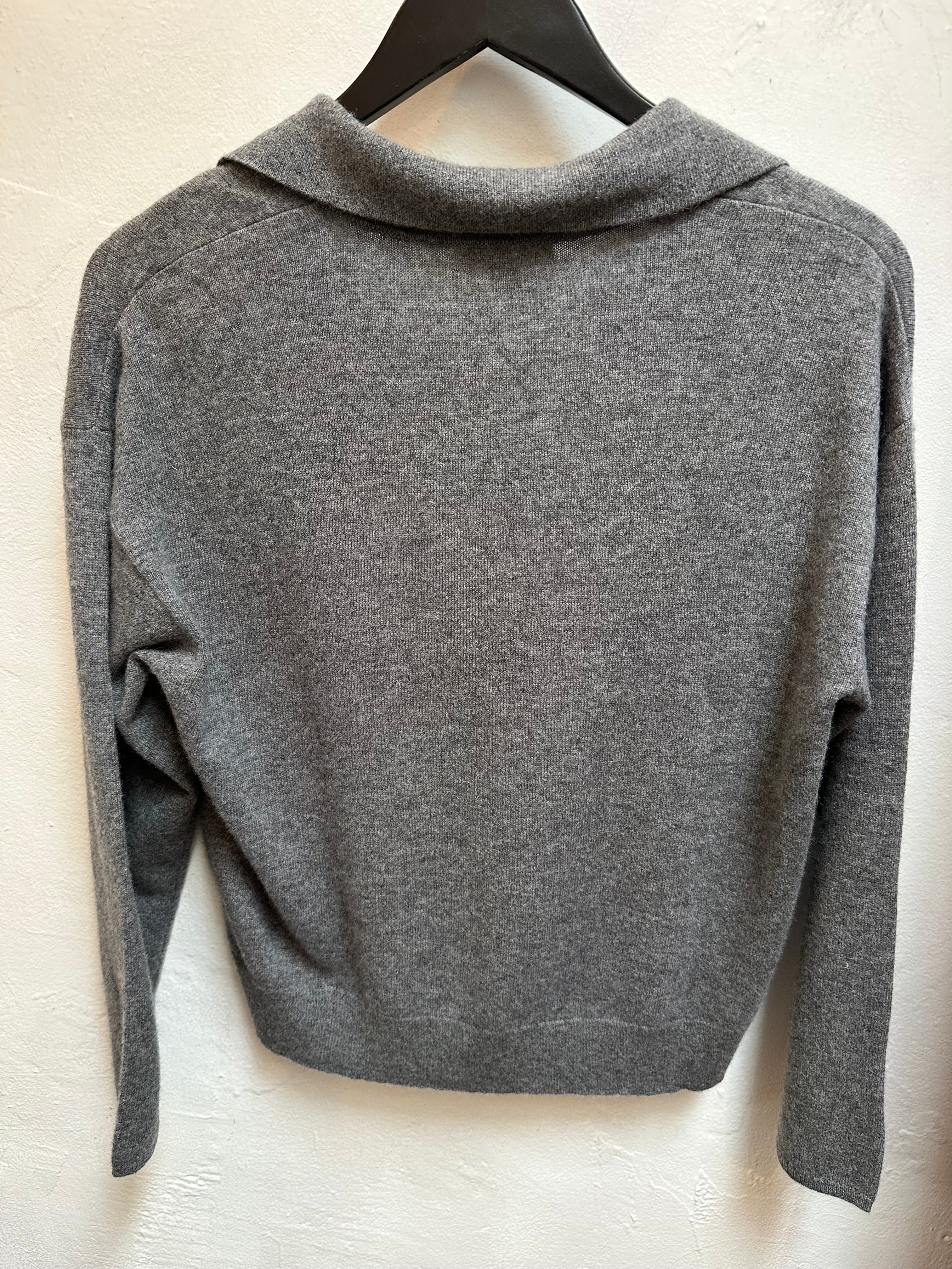 Medium Grey Organic Cashmere Collared Sweater