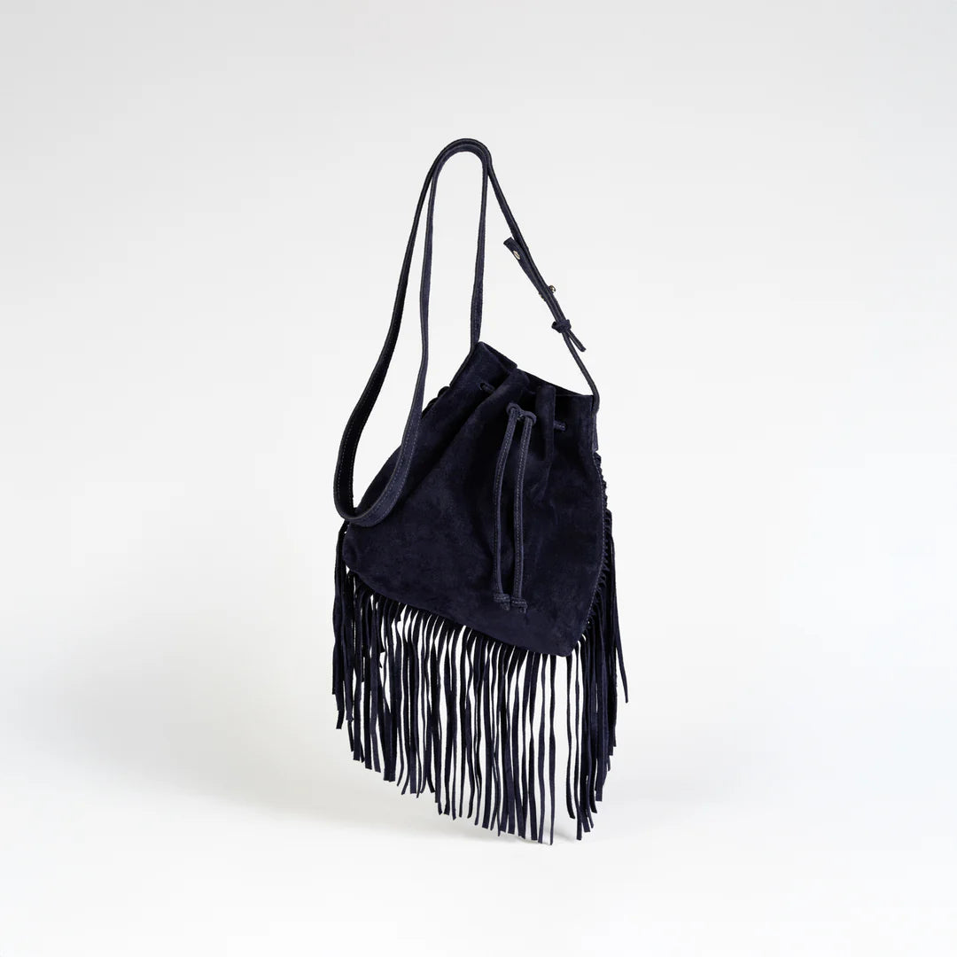 Navy Suede Mini Crossbody