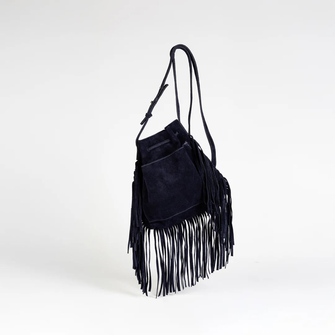 Navy Suede Mini Crossbody