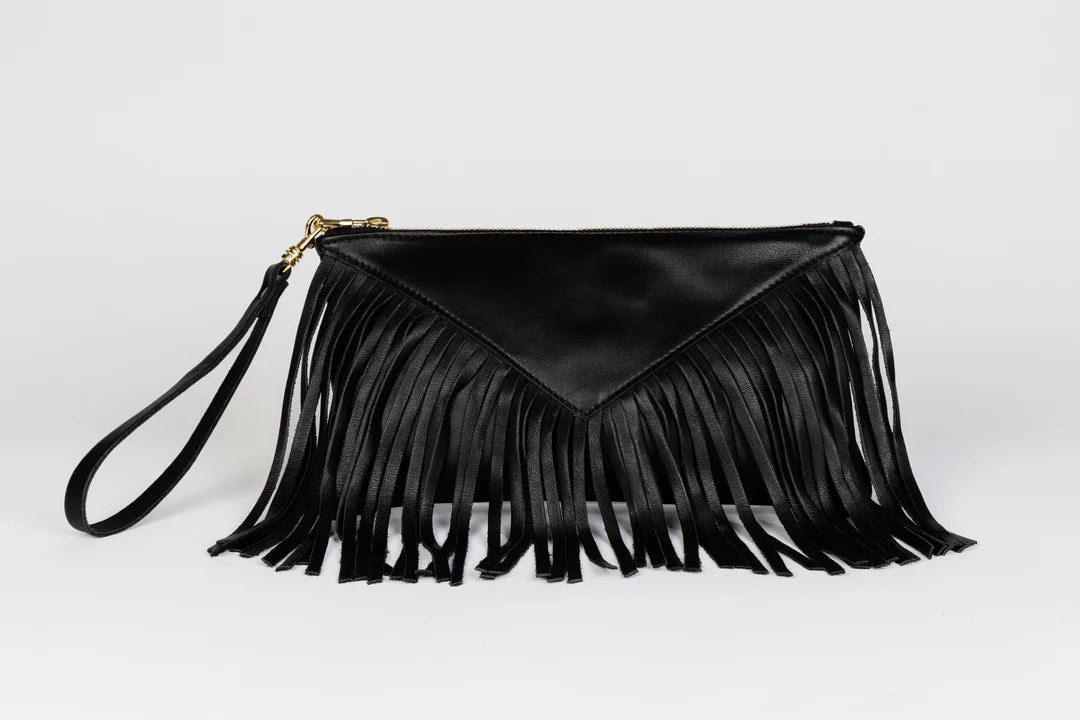 Black Fringe Clutch