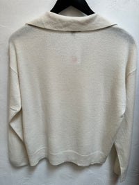 Cream Organic Cashmere Collared Sweater