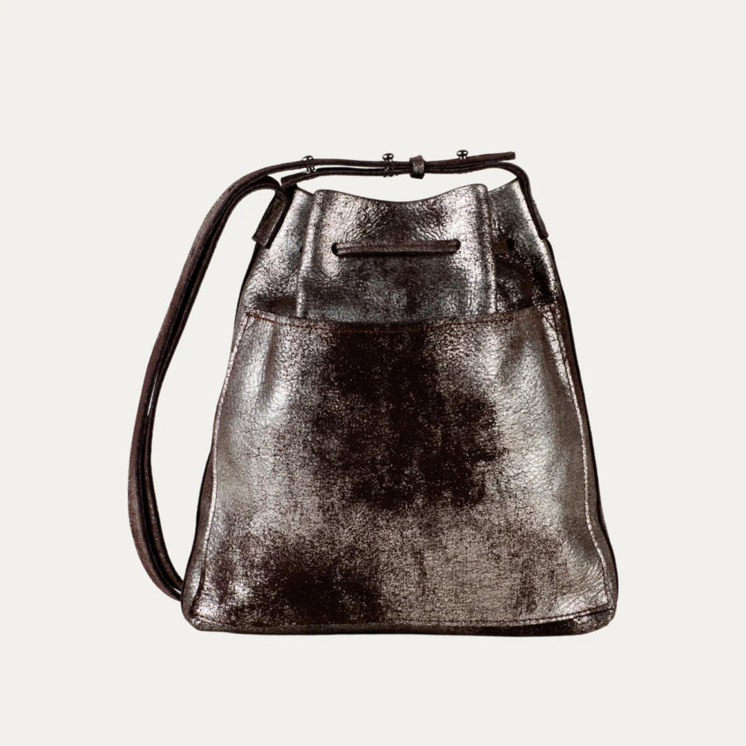 Brown Metallic Mini Crossbody Tote