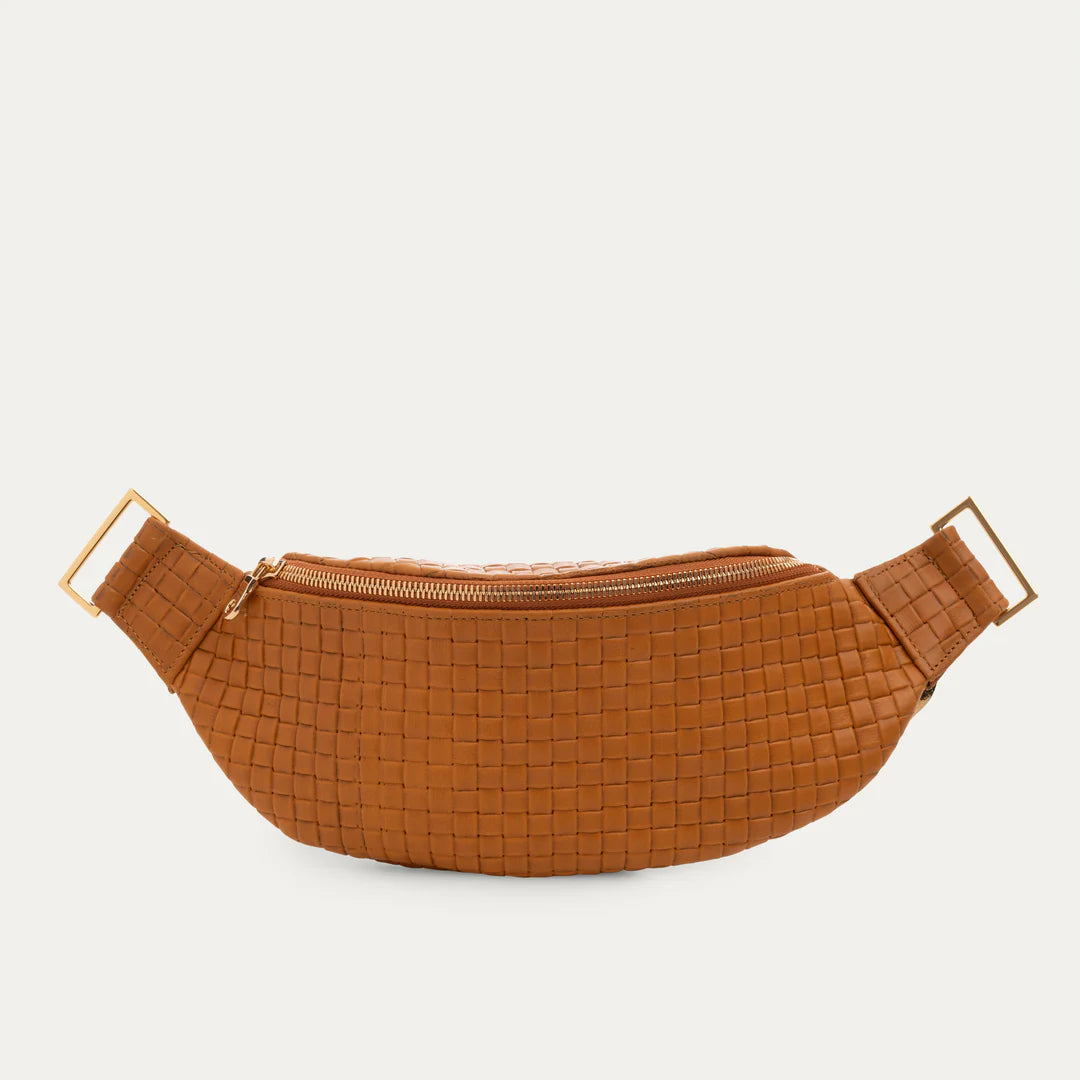Cognac Woven Fanny Pack