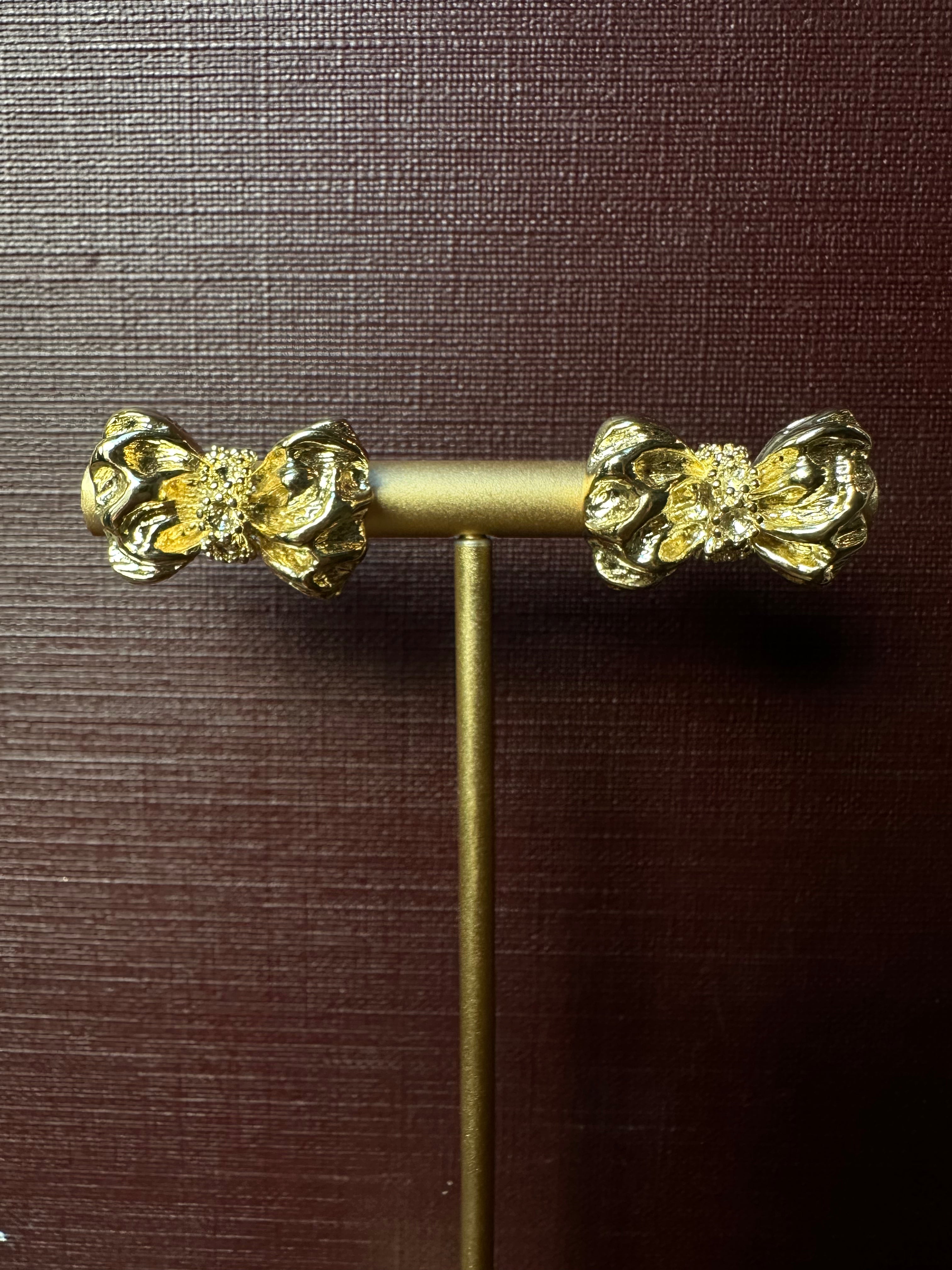 Gold Big Bow Studs