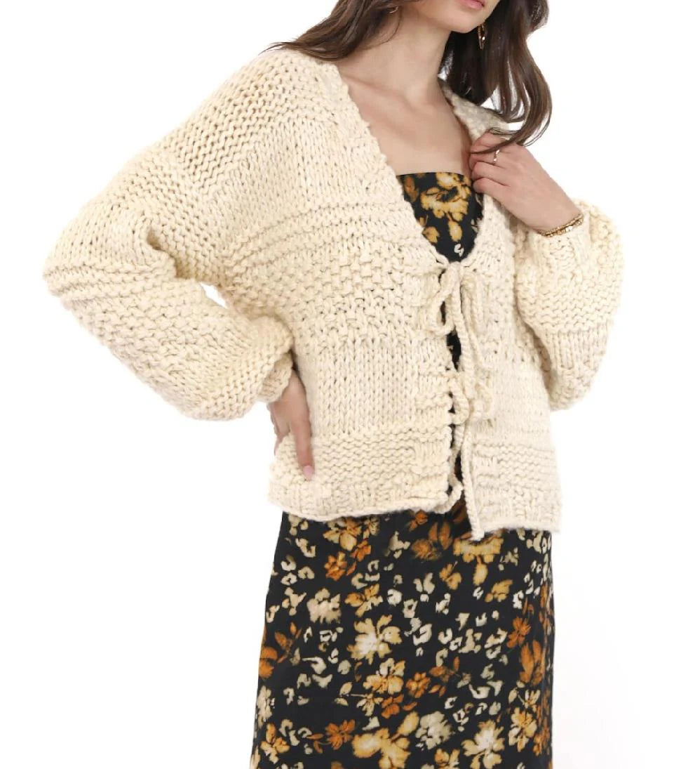 Ivory Tie Front Cardigan