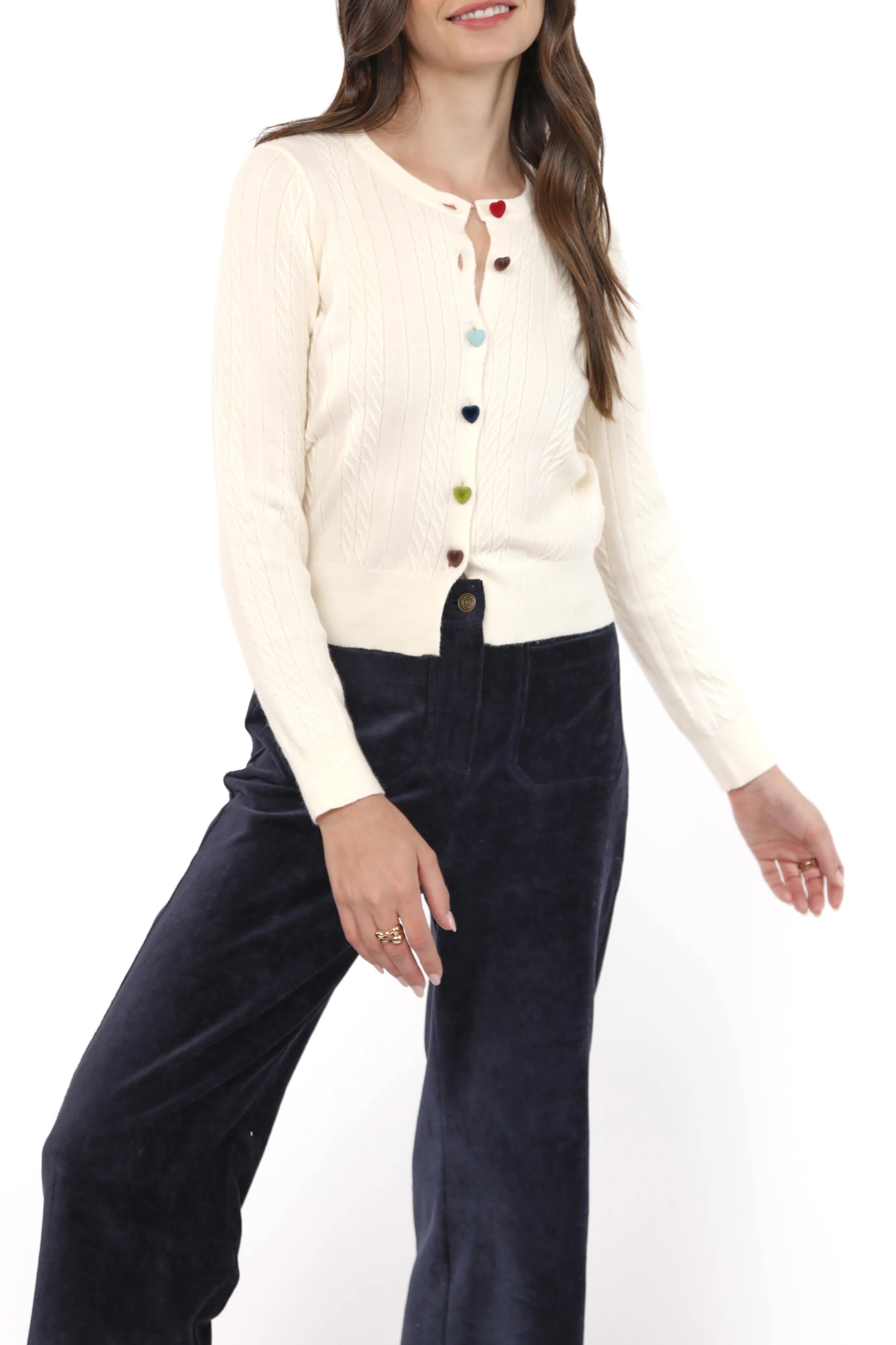 Ivory Mochi Heart Cardigan