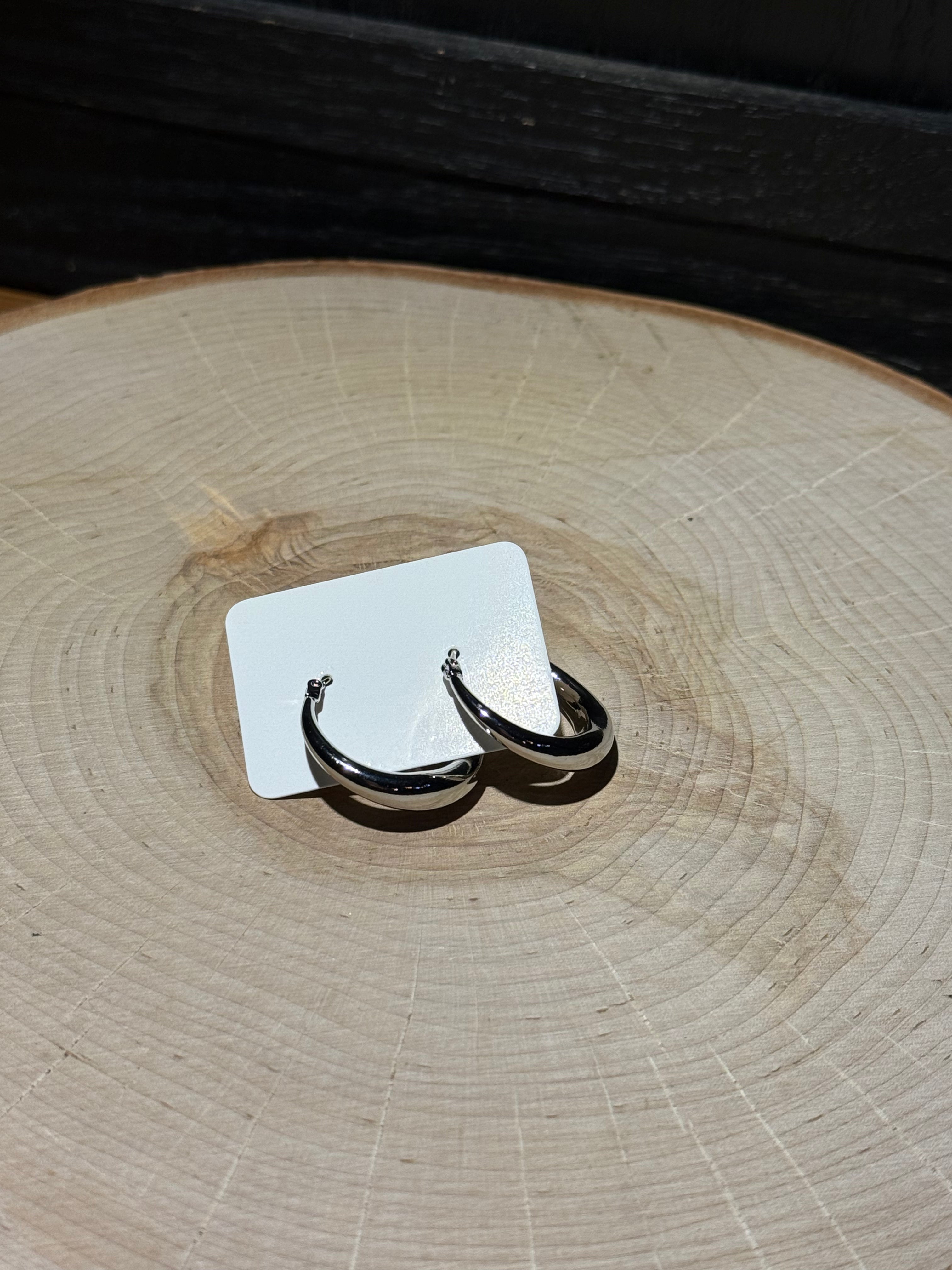 Silver Luna Hoops
