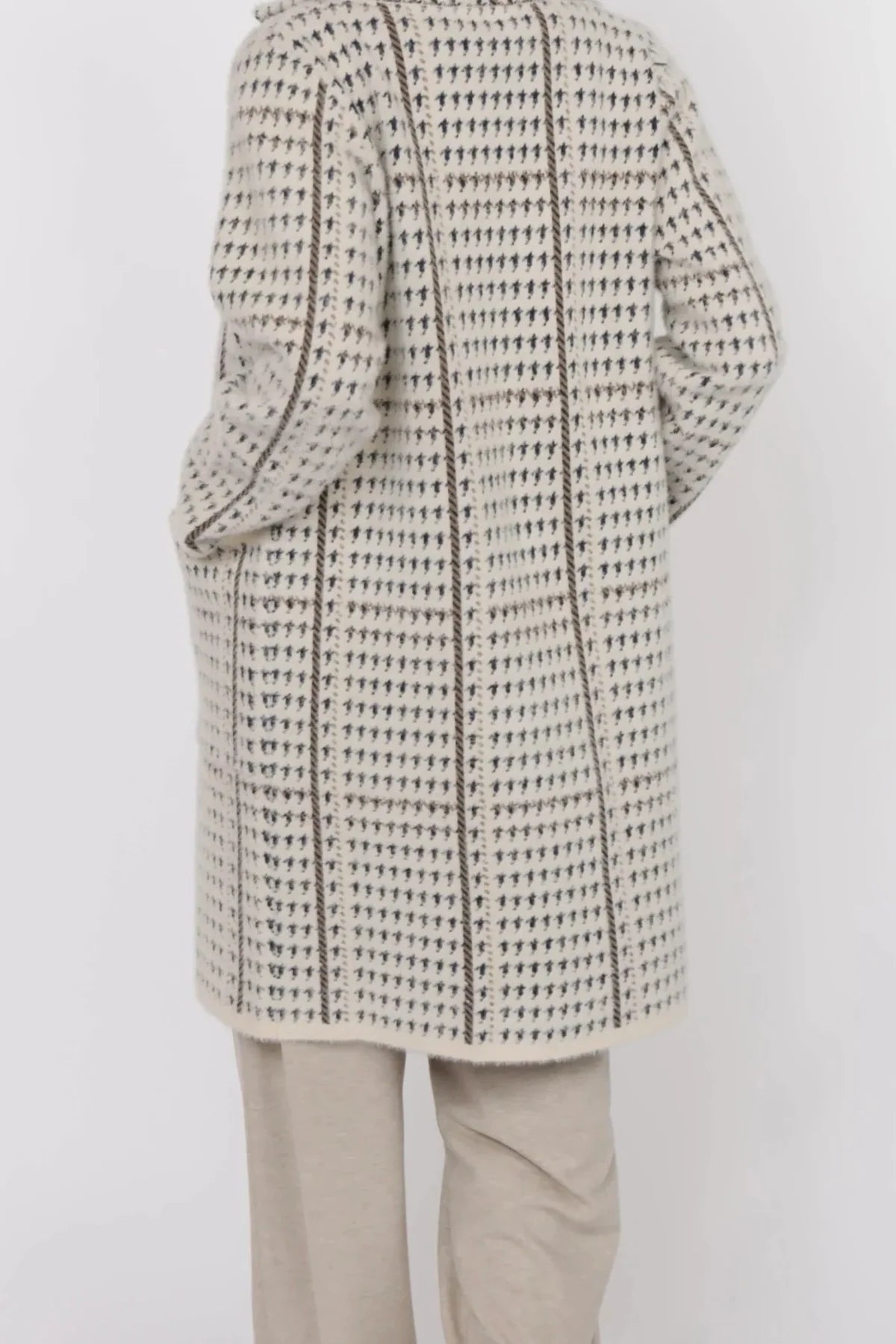 Cream Marceau Houndstooth Coat
