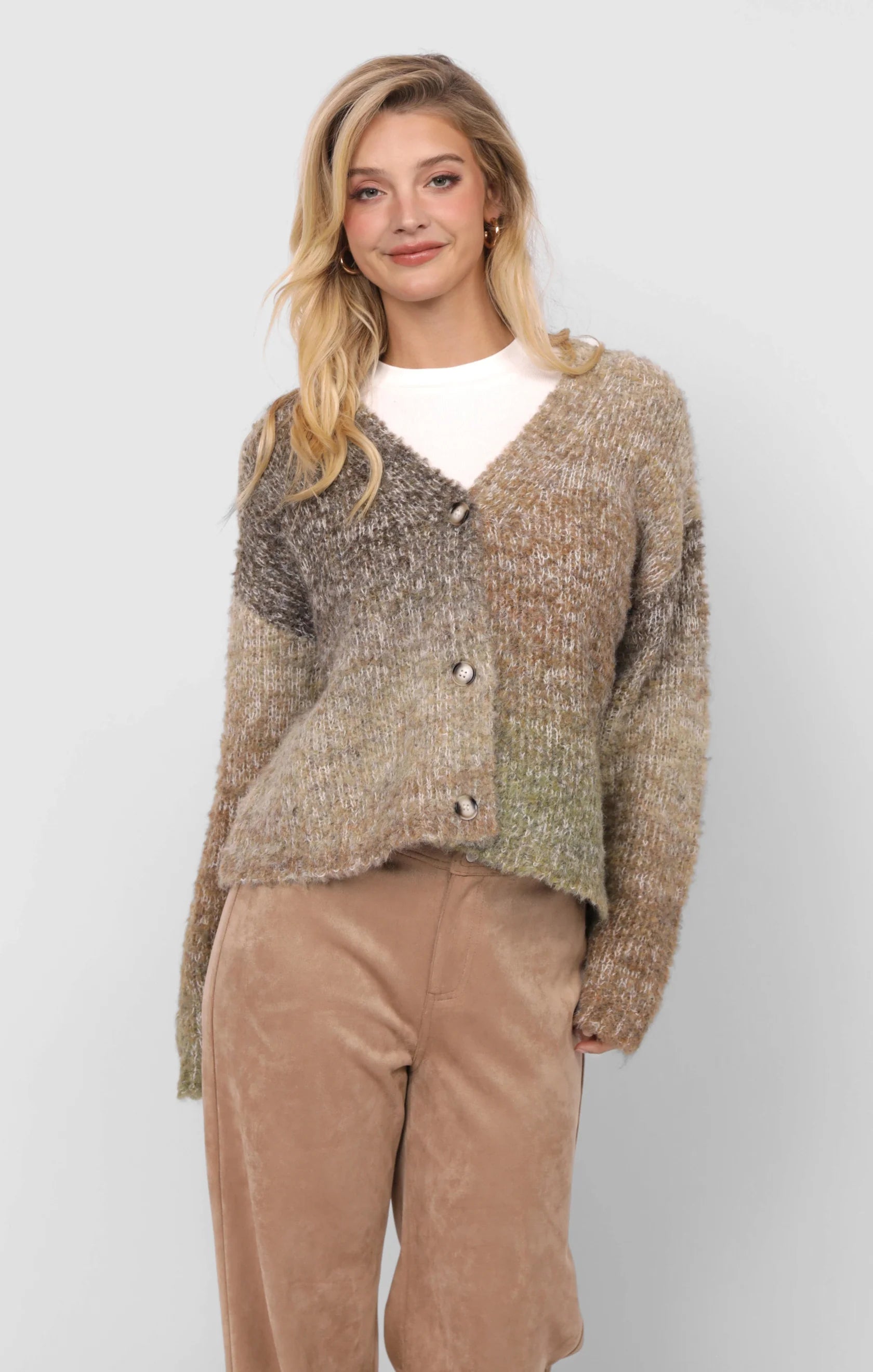 Olive Brown Ombre Cardigan