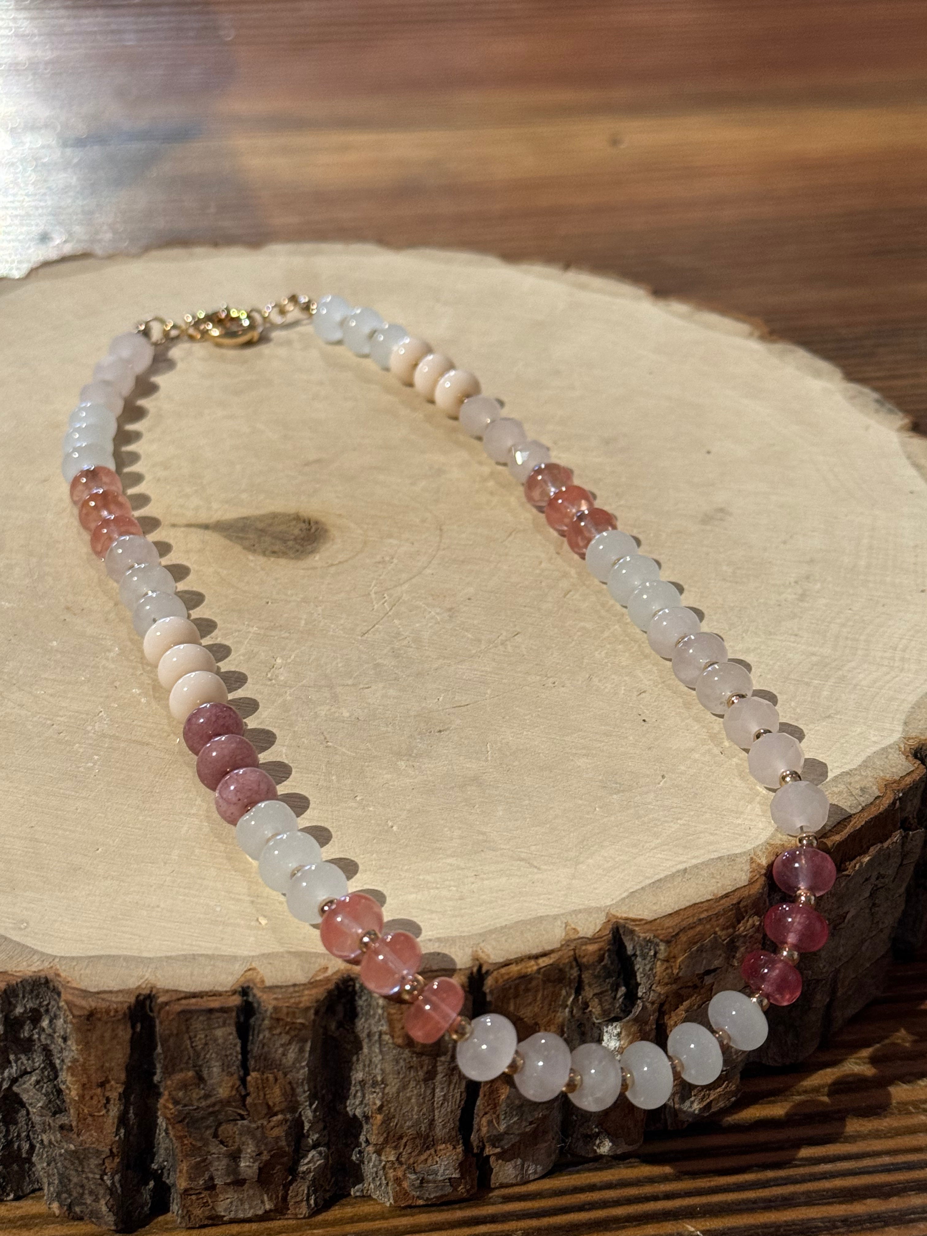 Pink Snazzy Beaded Necklace