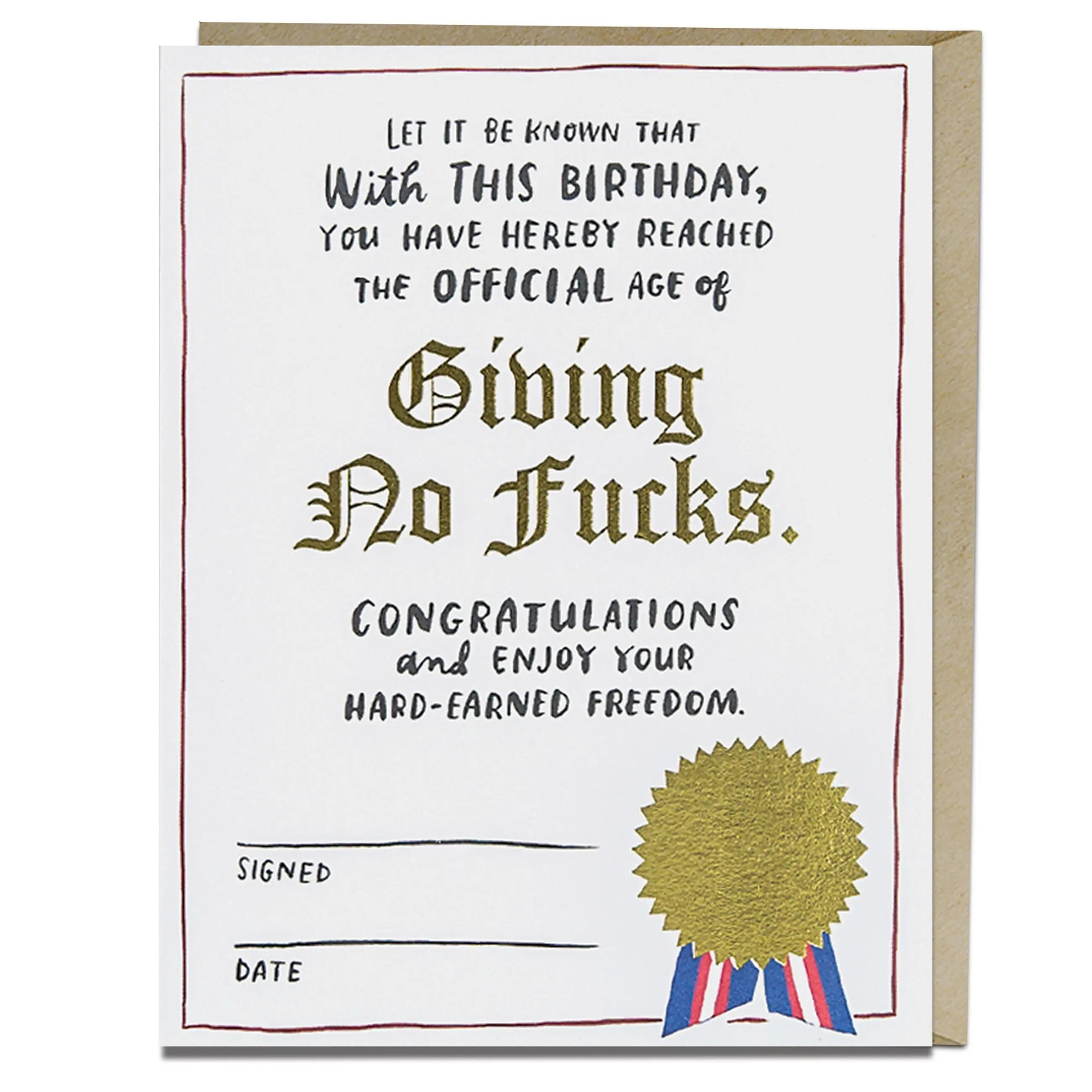 Decree Giving No Fucks Card