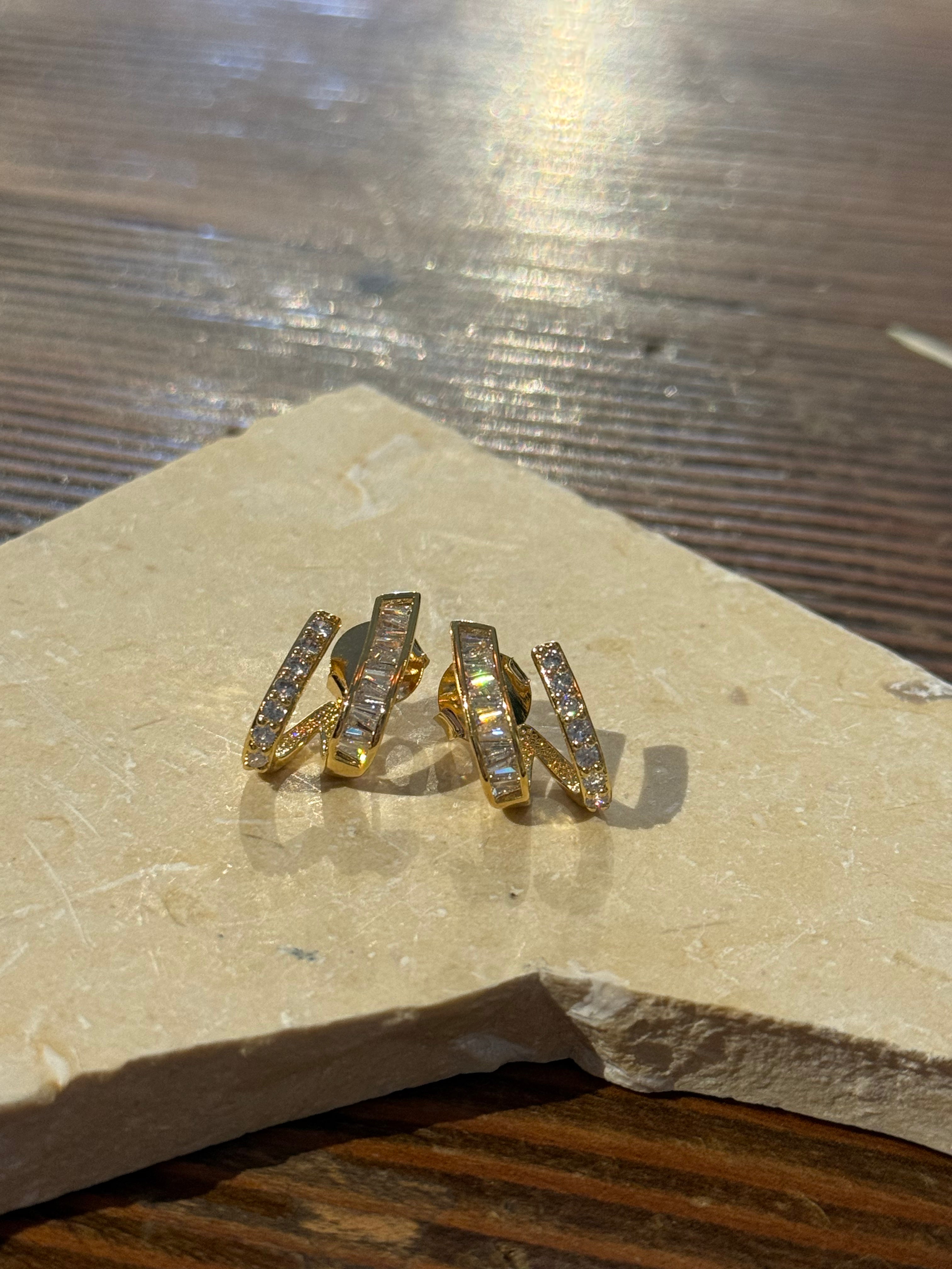 Cali Double Diamond Hoops