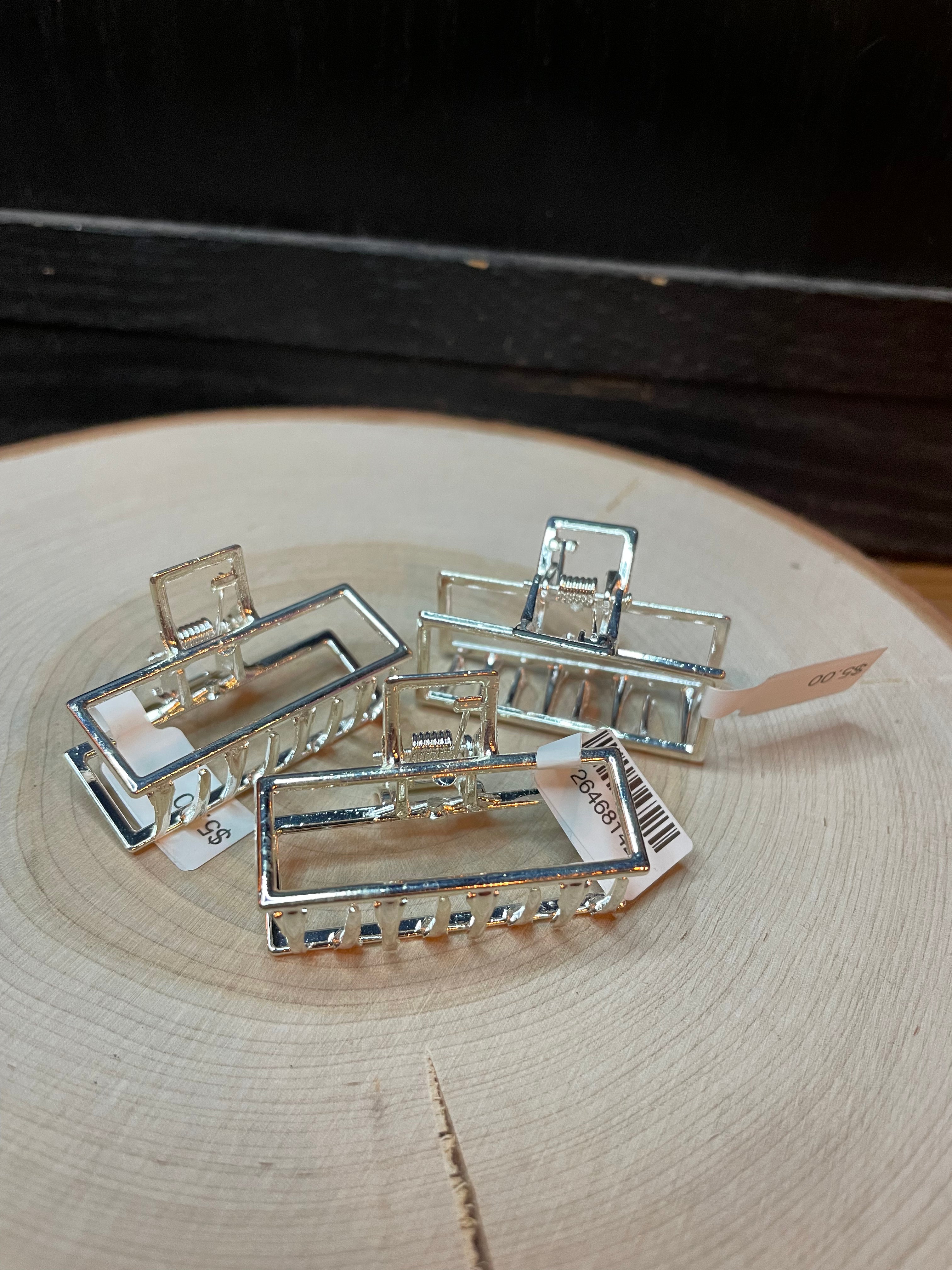 Tiny Square Silver Claw Clip