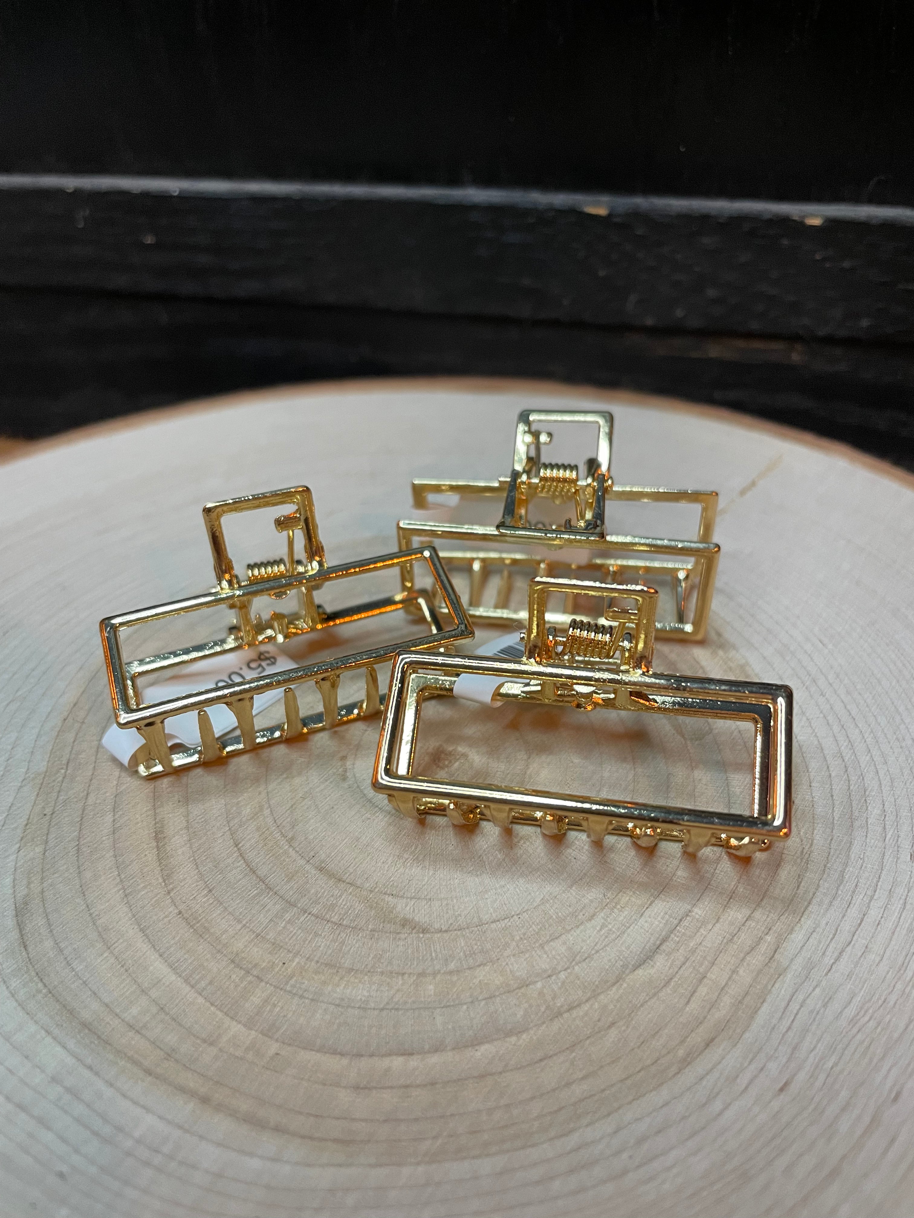 Tiny Square Gold Claw Clip