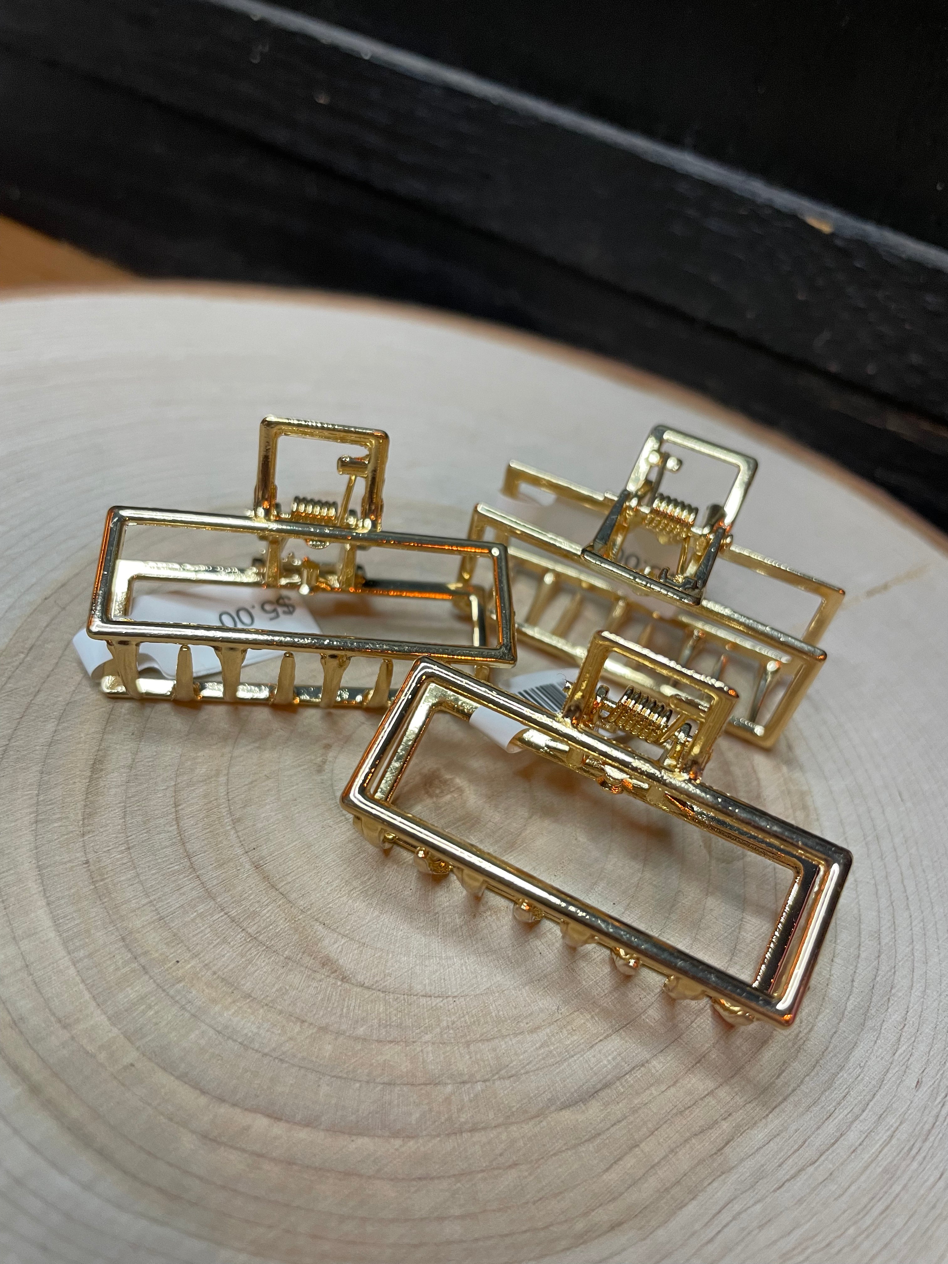 Tiny Square Gold Claw Clip