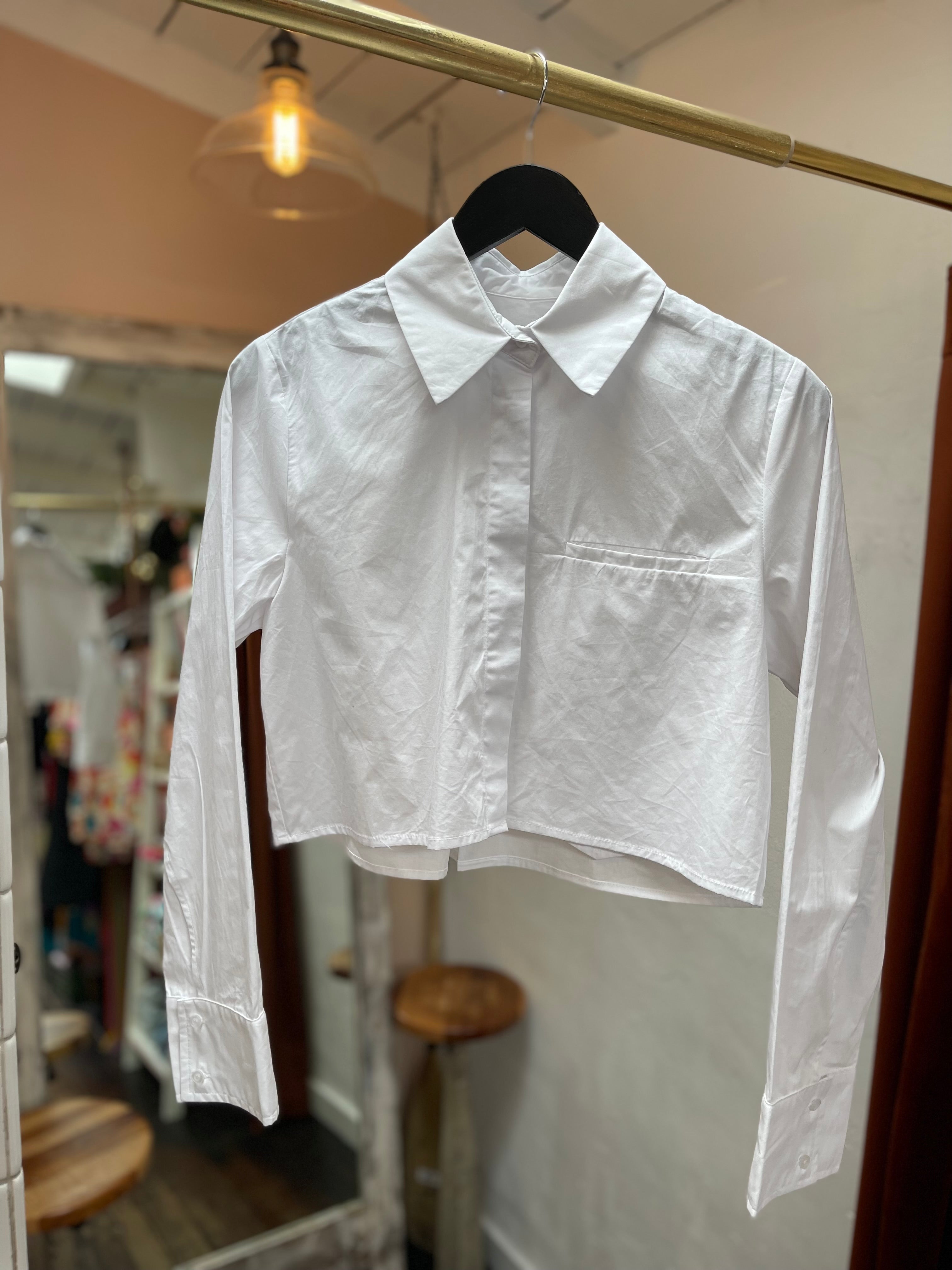 White Honeybus Cropped Shirt