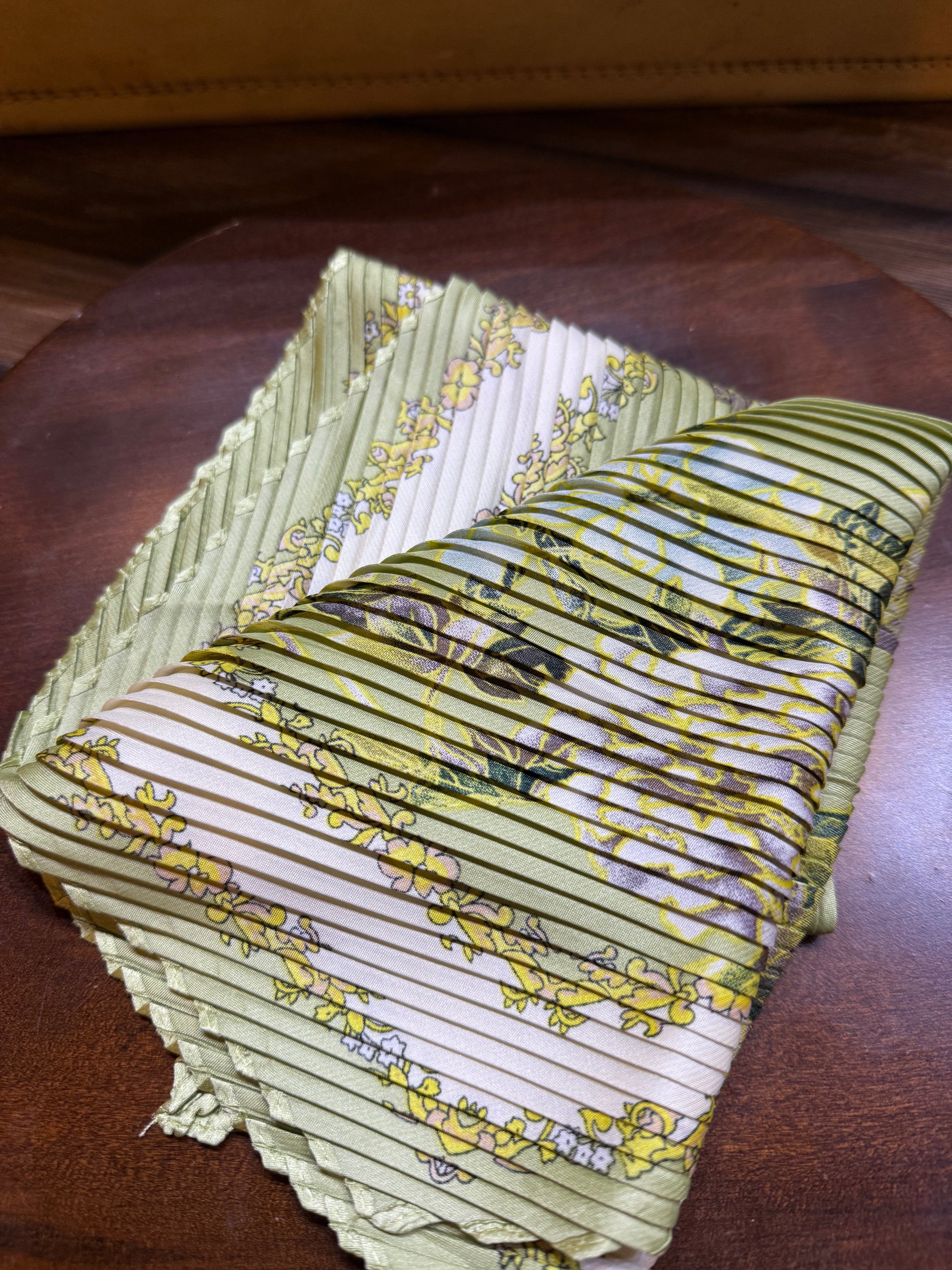 Sage Floral Pleated Scarf