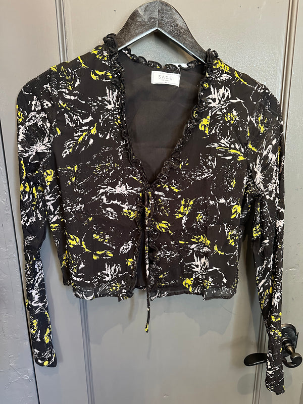 Moonflower Ruffled Tie Front Top