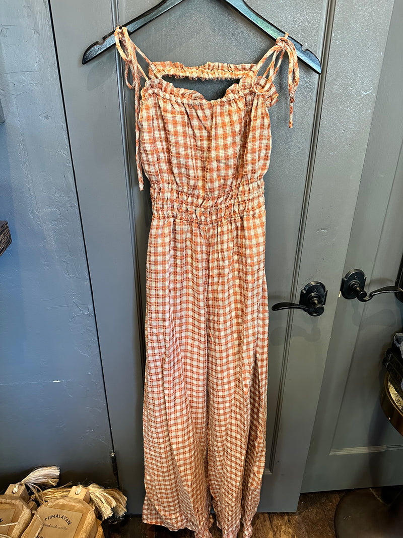Gingham Fall is Here Jumpsuit