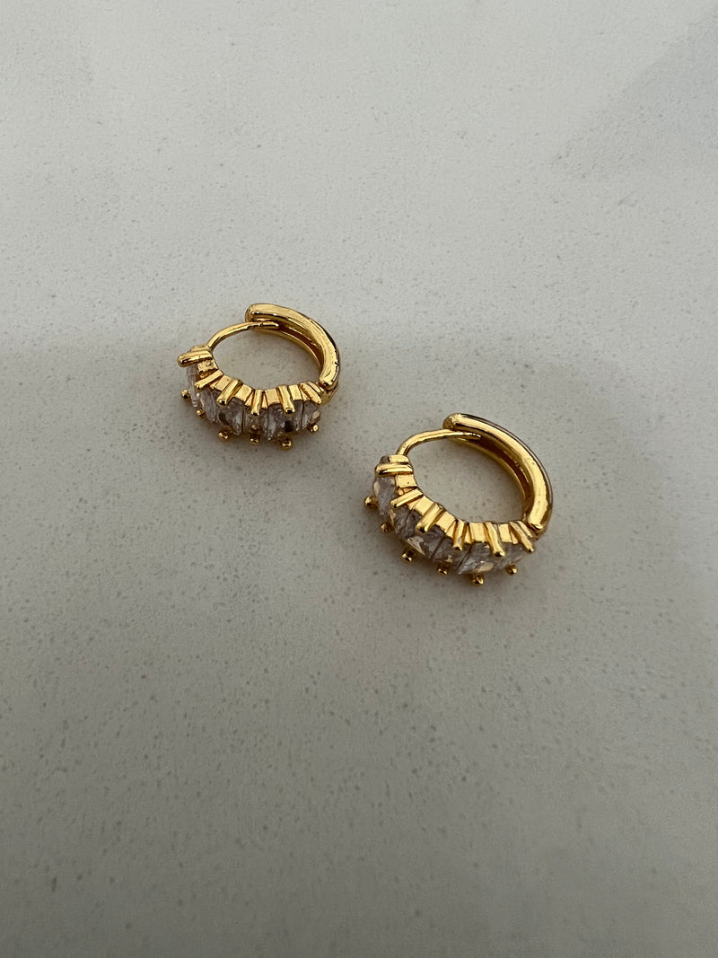 Diamond Cluster Gold Hoops