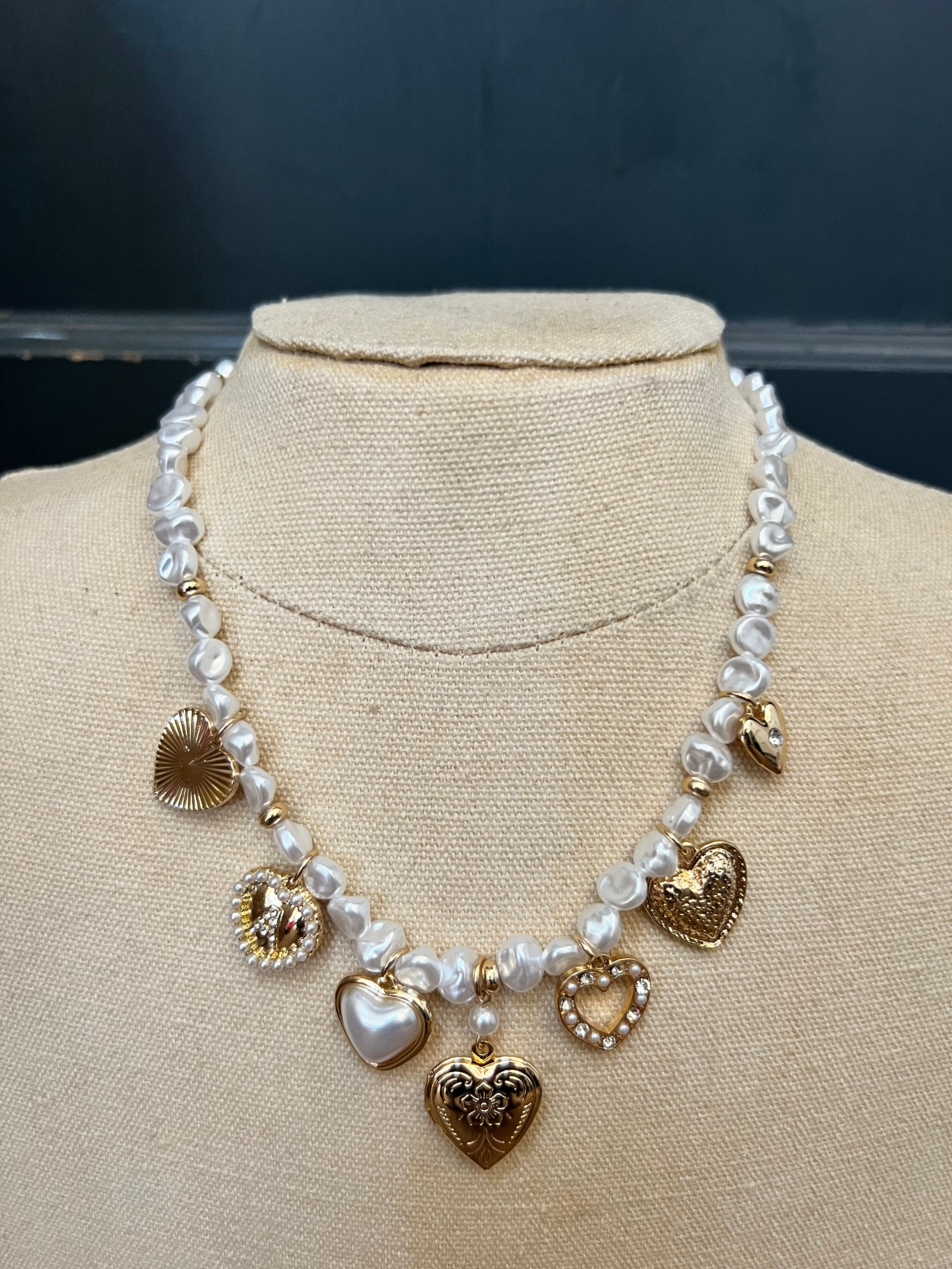 Pearl Strand Charm Necklace