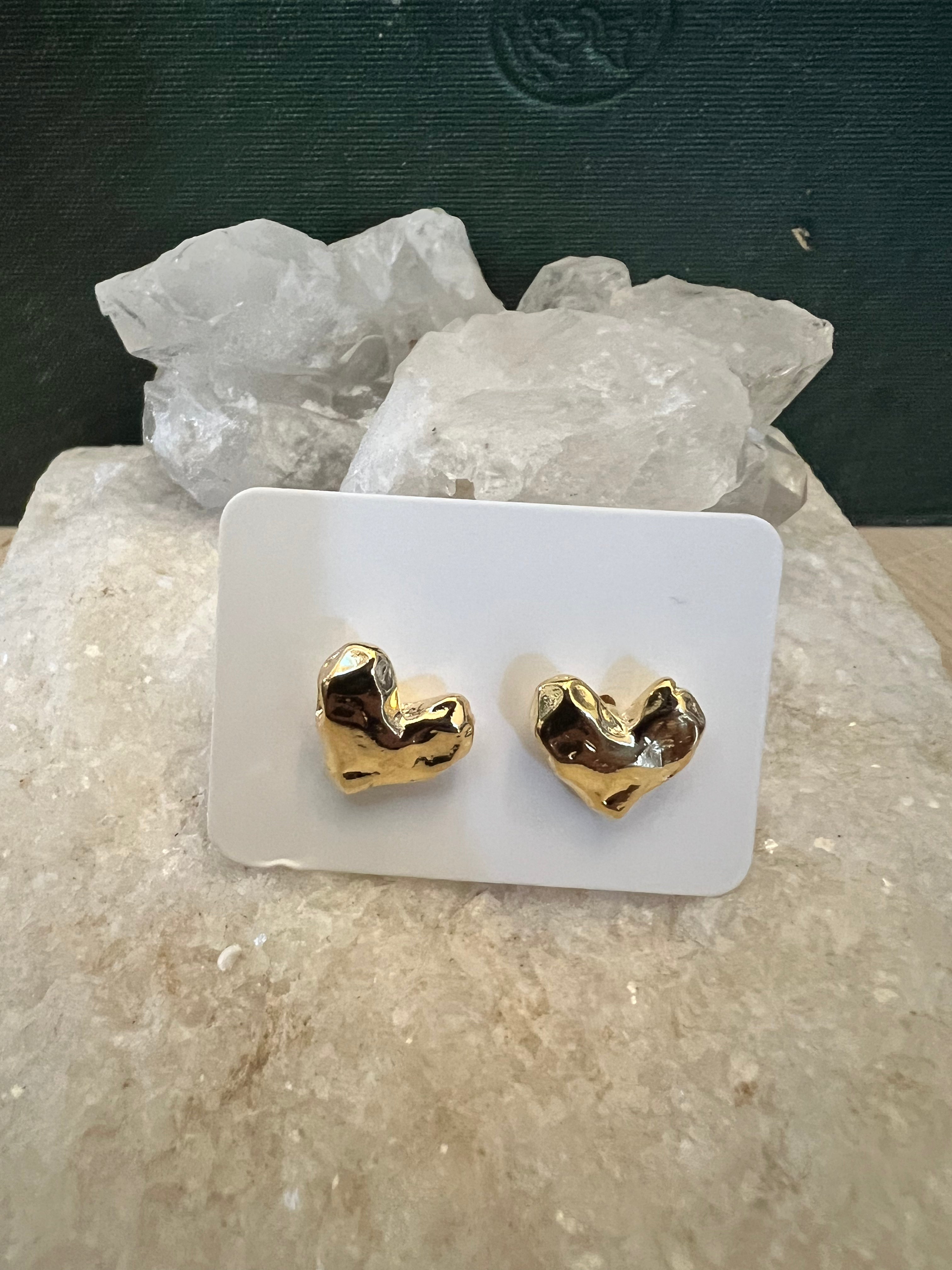 Hammered Heart Studs