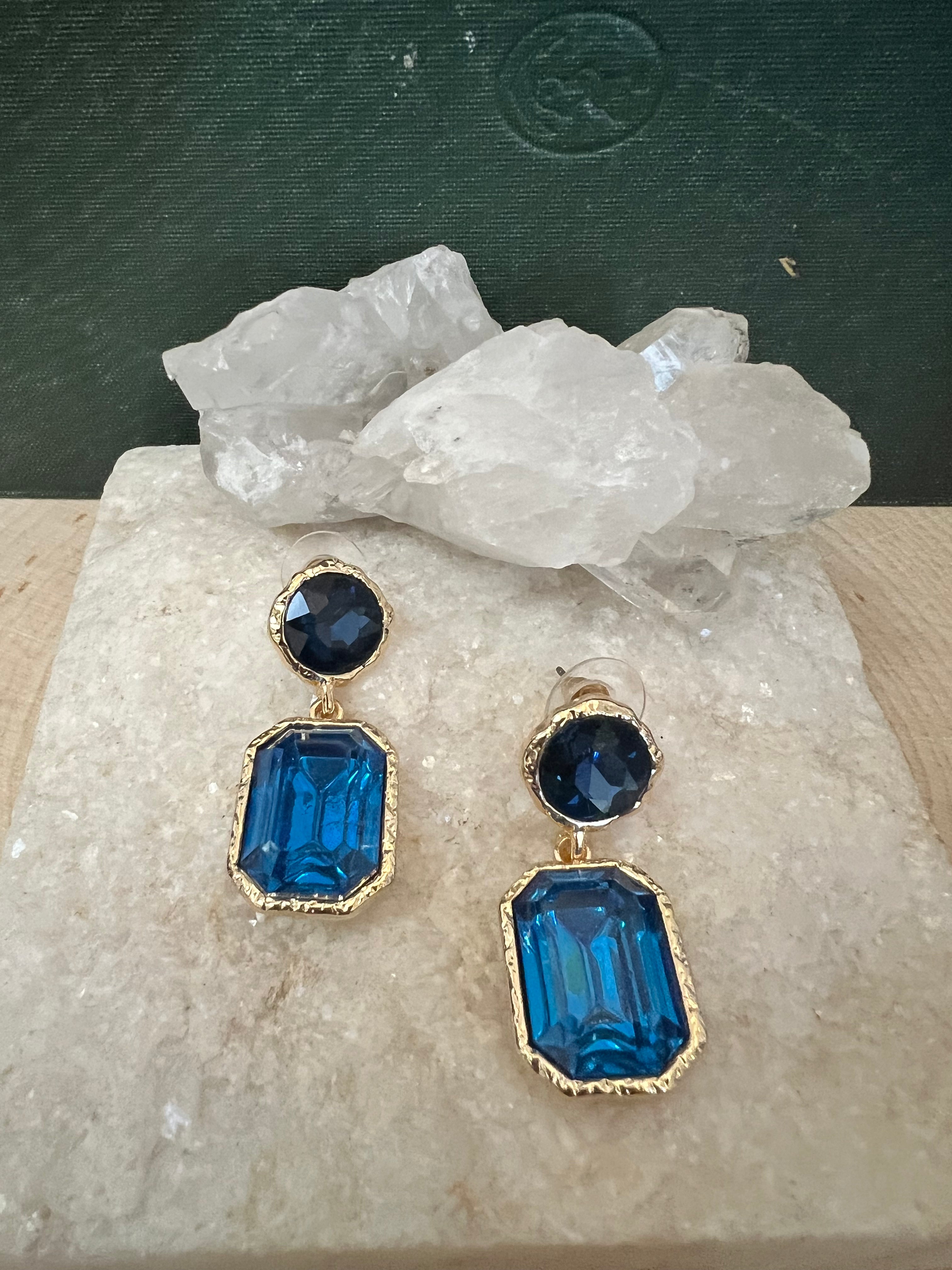 All That Glitz Blue Earrings