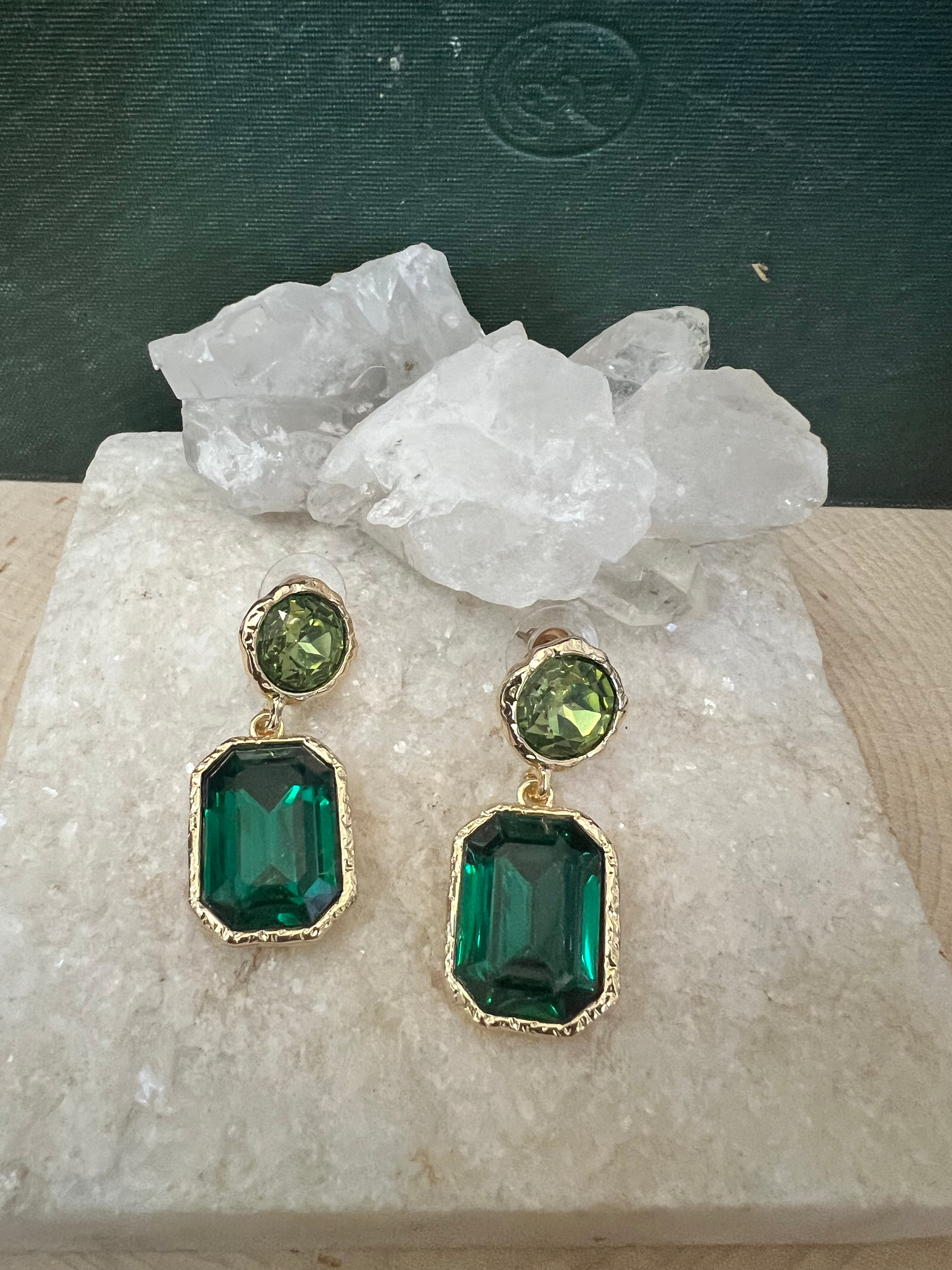 All That Glitz Green Earrings