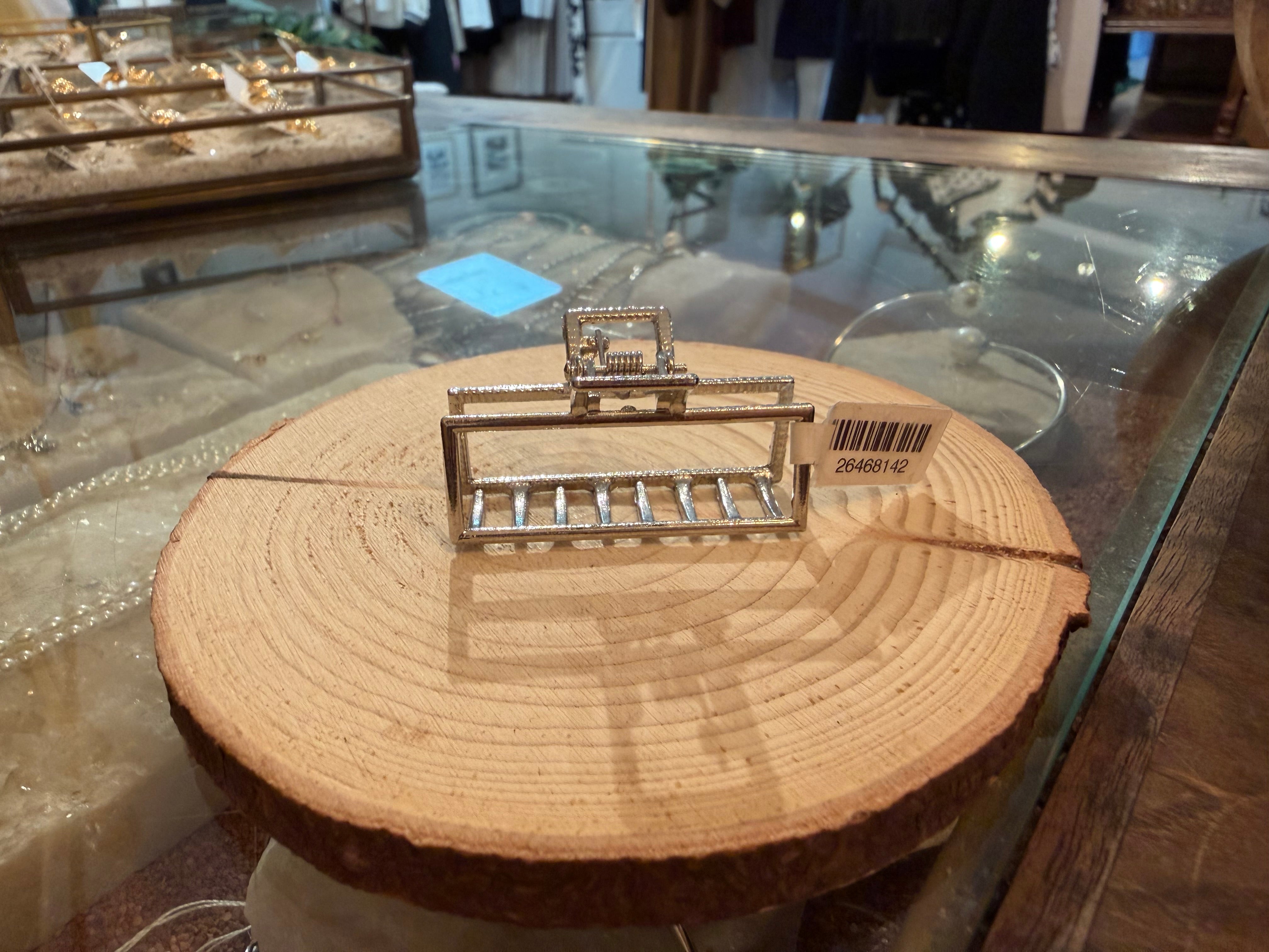 Tiny Square Silver Claw Clip