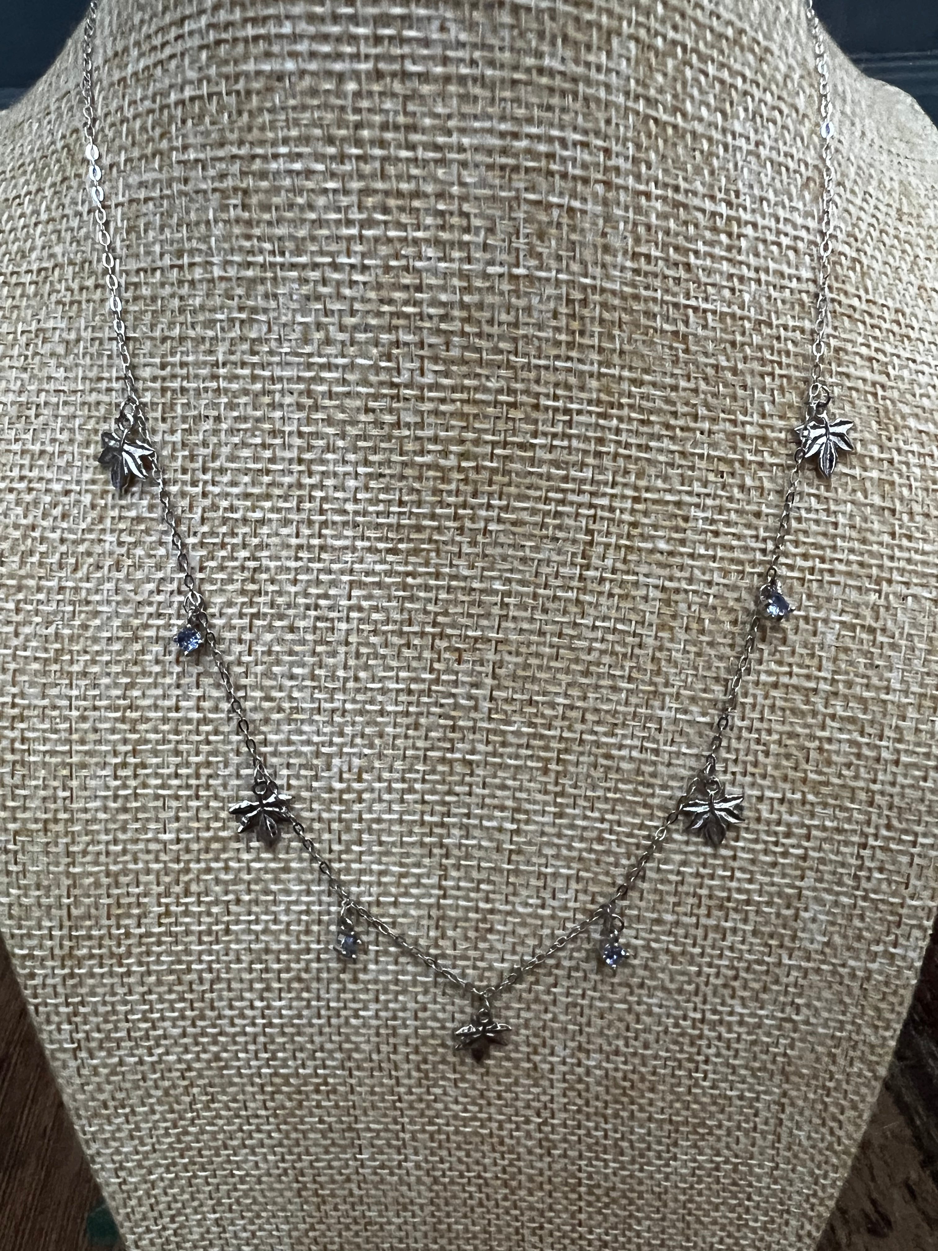 Silver & Tanzanite Fall Leaf Necklace A53