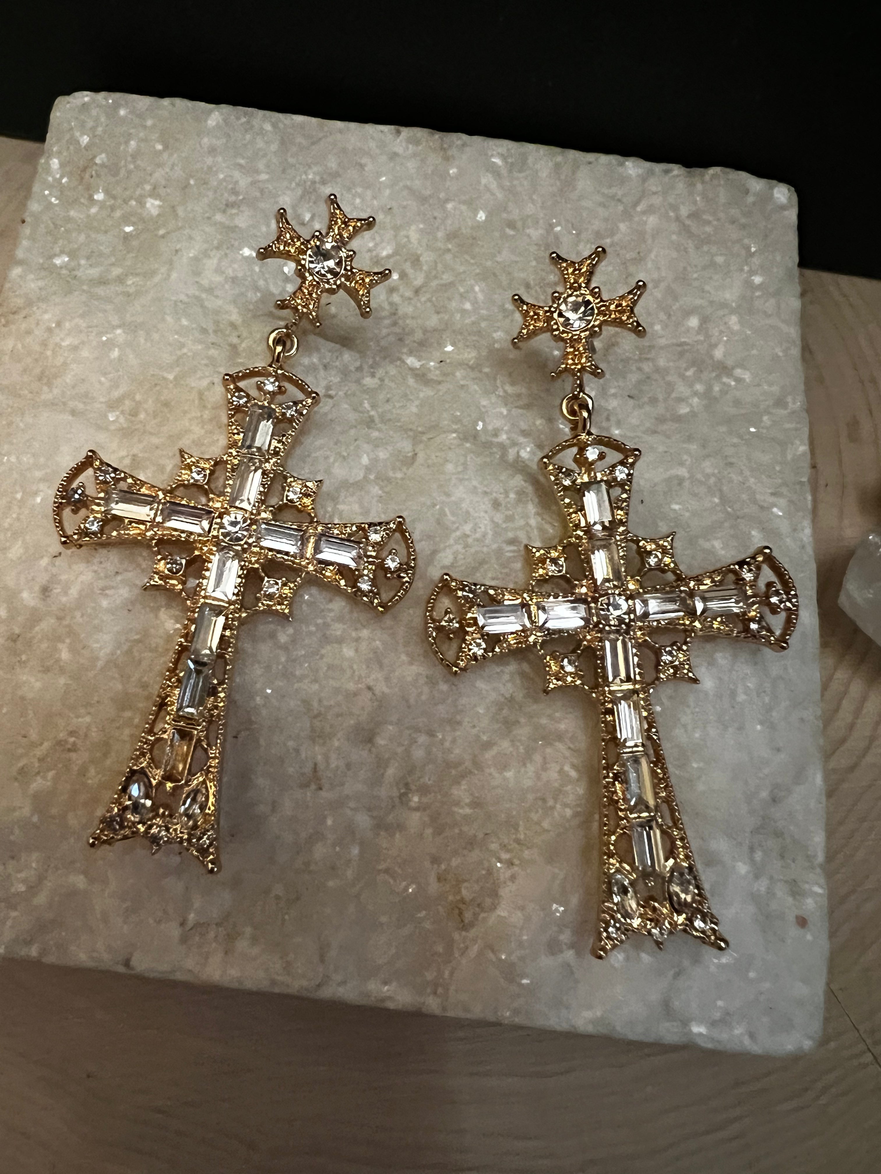 Cathedral Cross Diamond Studs