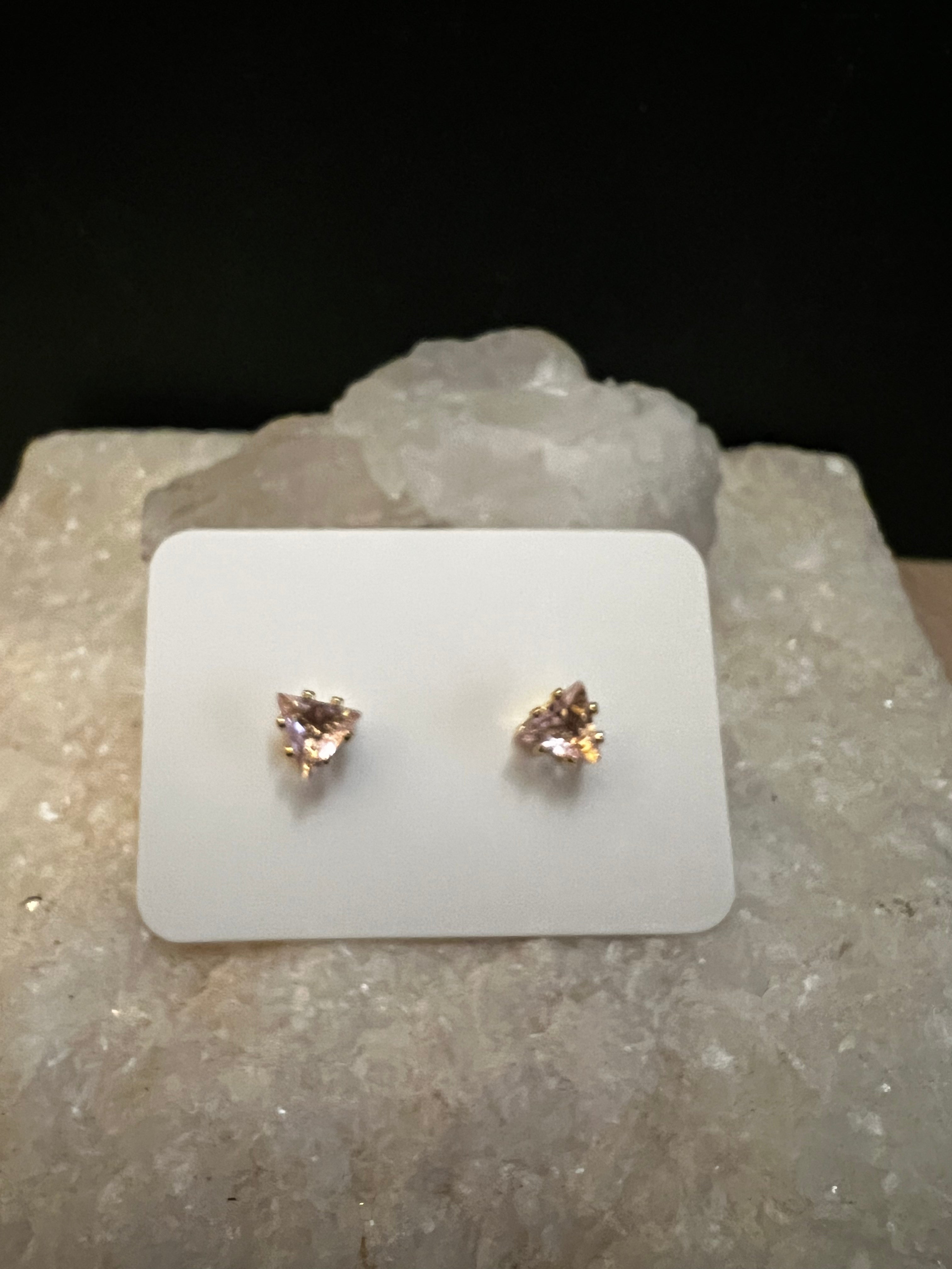 Pink Triangle Diamond Studs