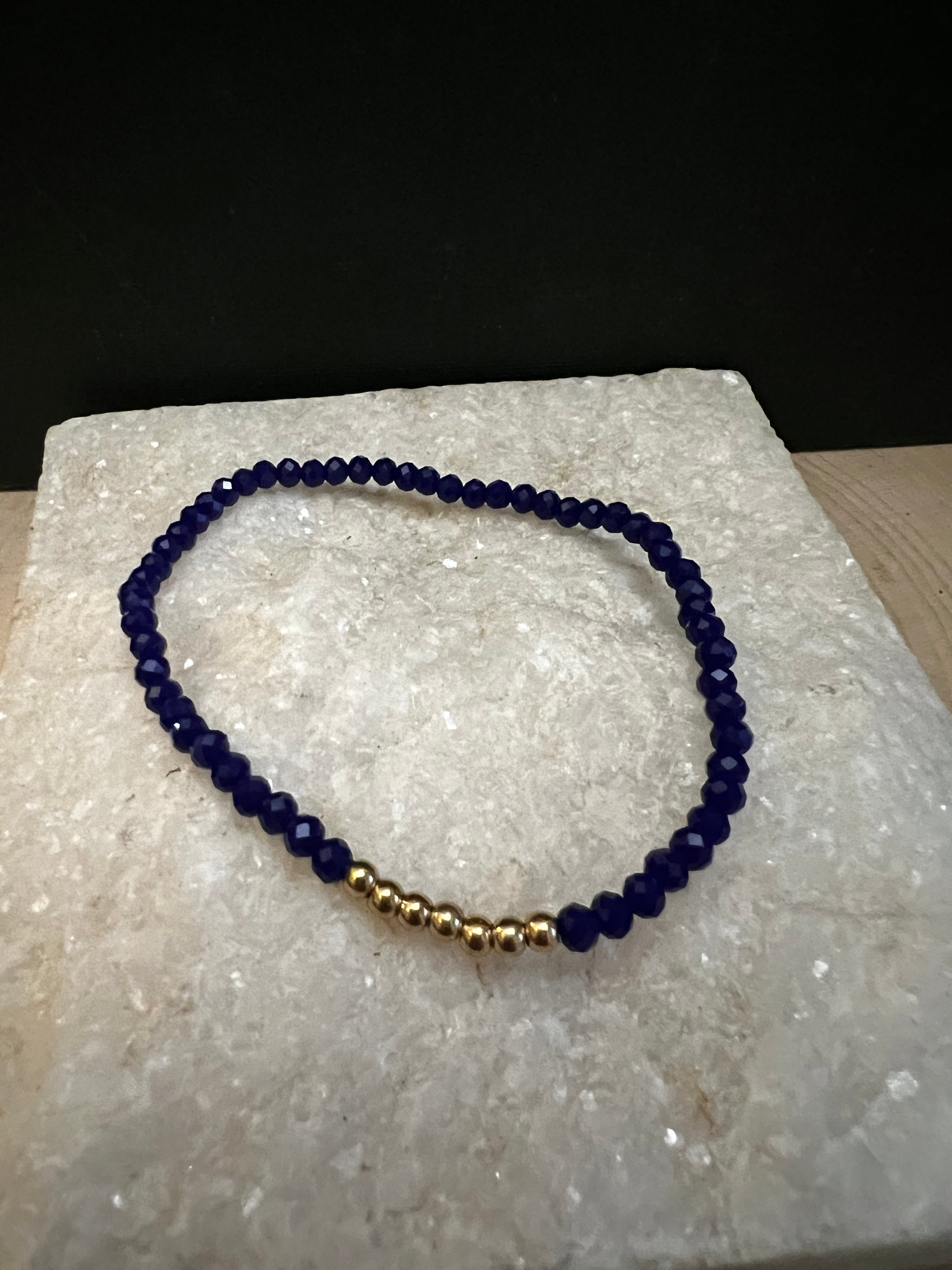 Blue Gold Bead Bracelet