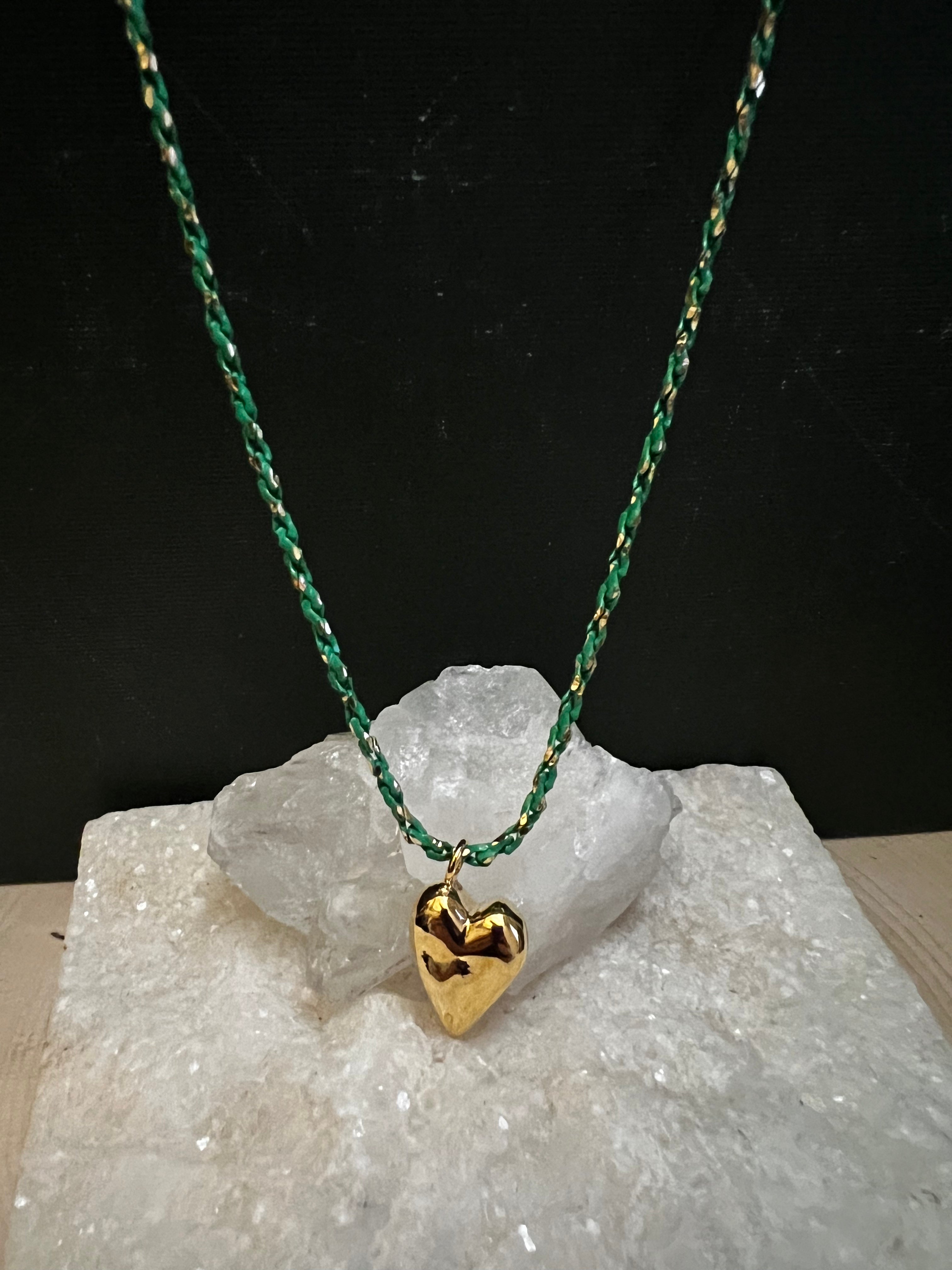 Green Rope Heart Necklace