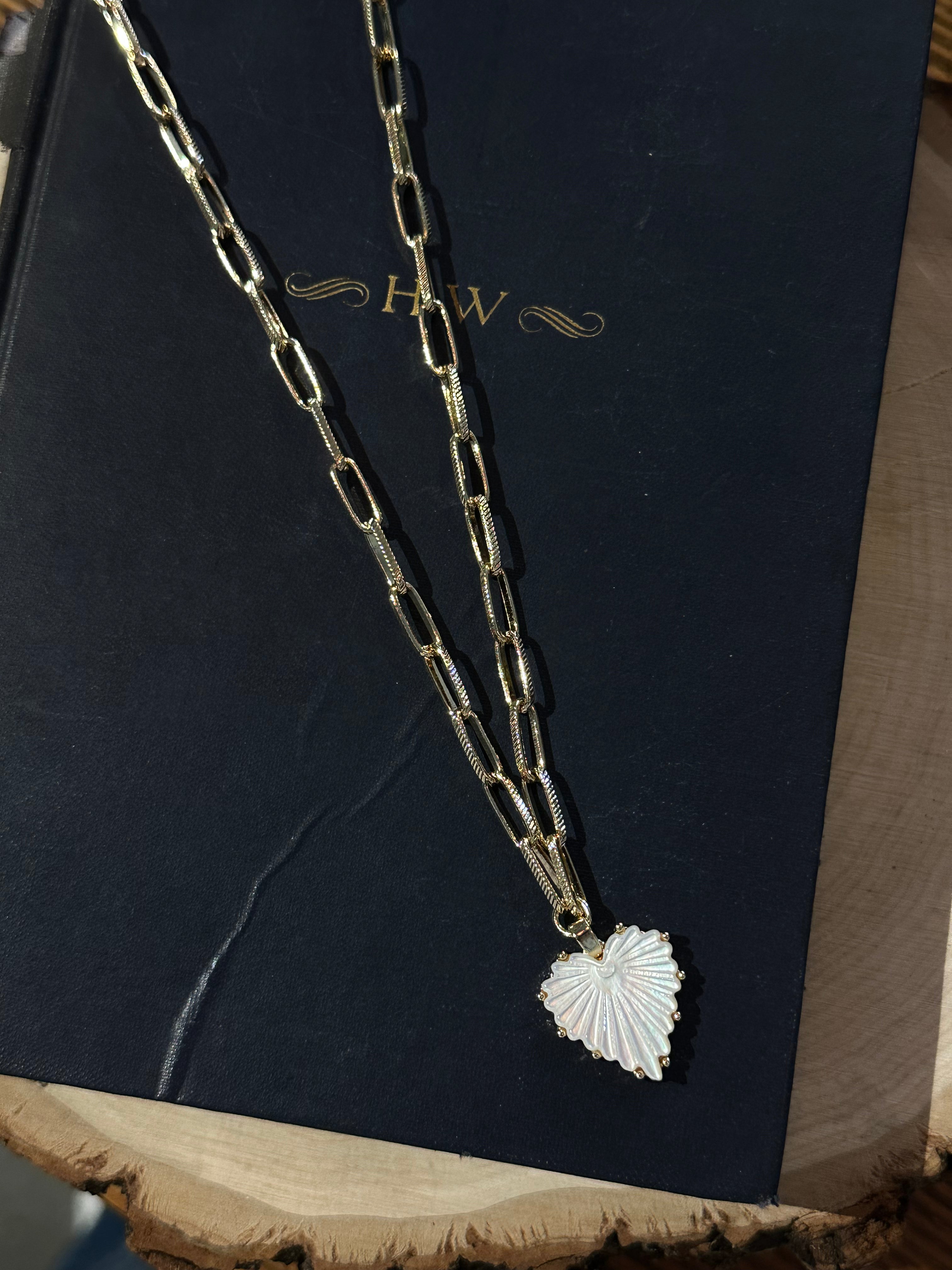 Pearl Leaf Charm Necklace
