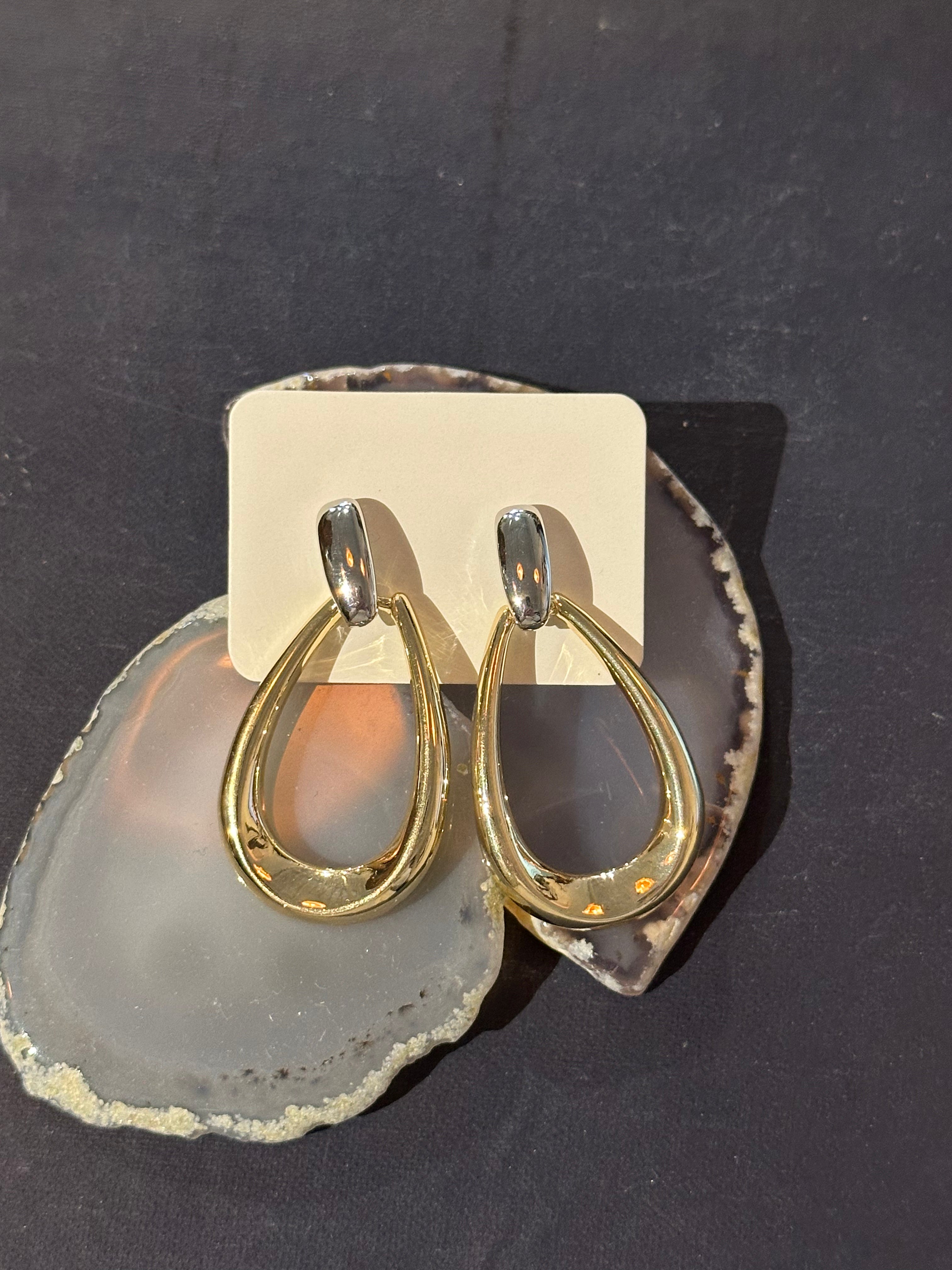 Two Tone Teardrop Studs