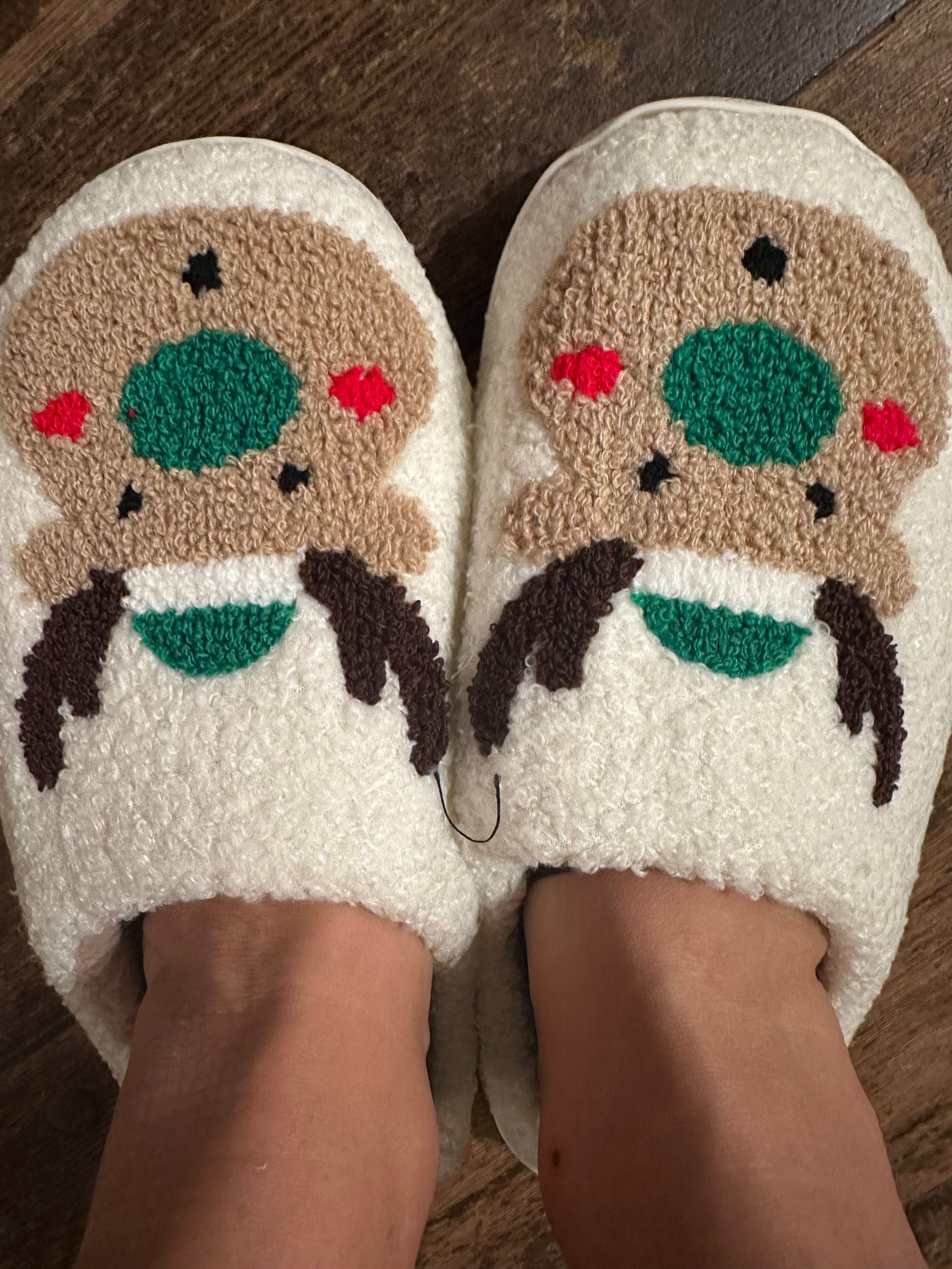 Green Reindeer Slippers