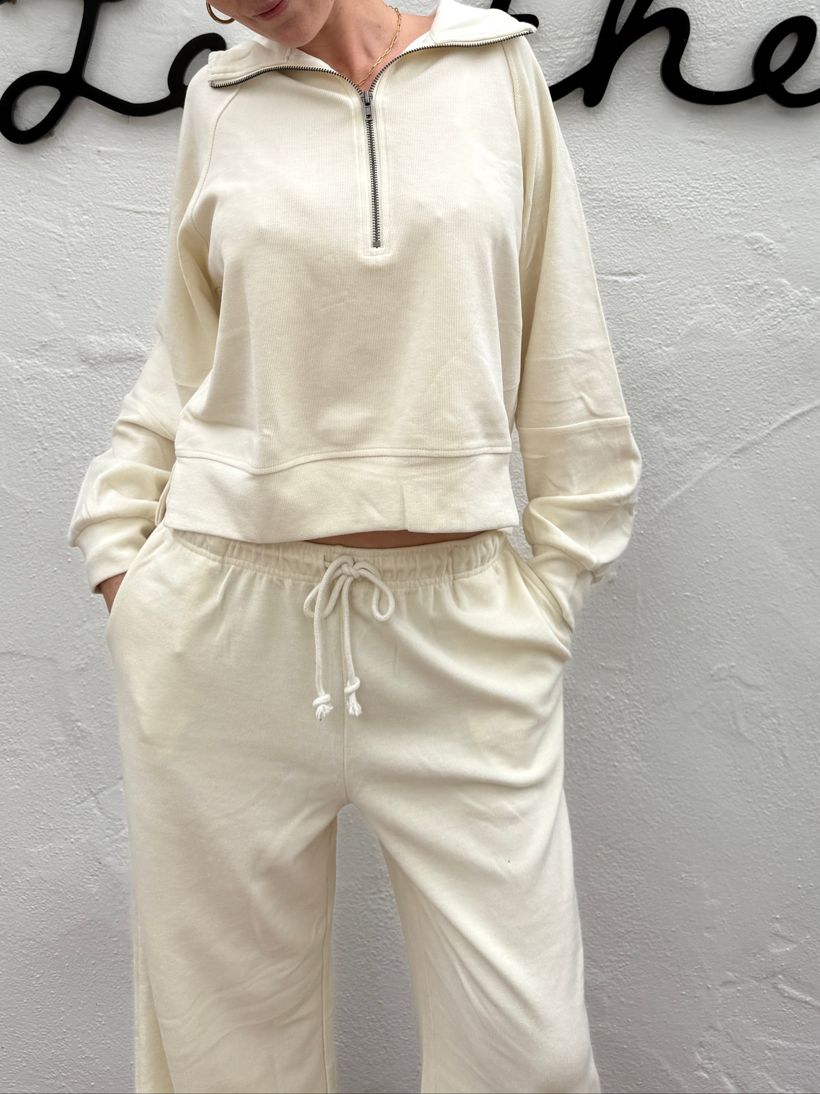 Cream Super Soft Half Zip