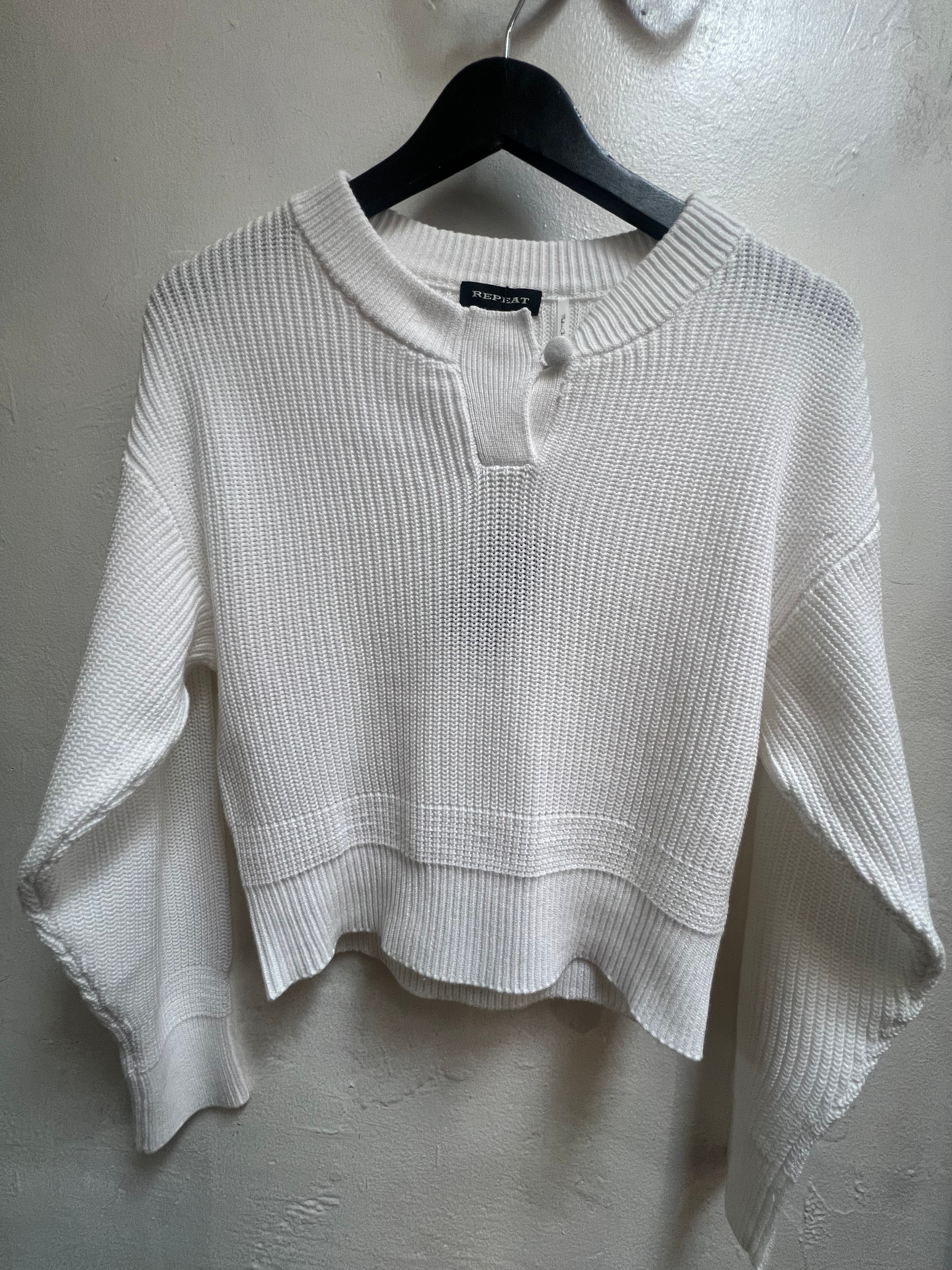 White Ribbed Sweater