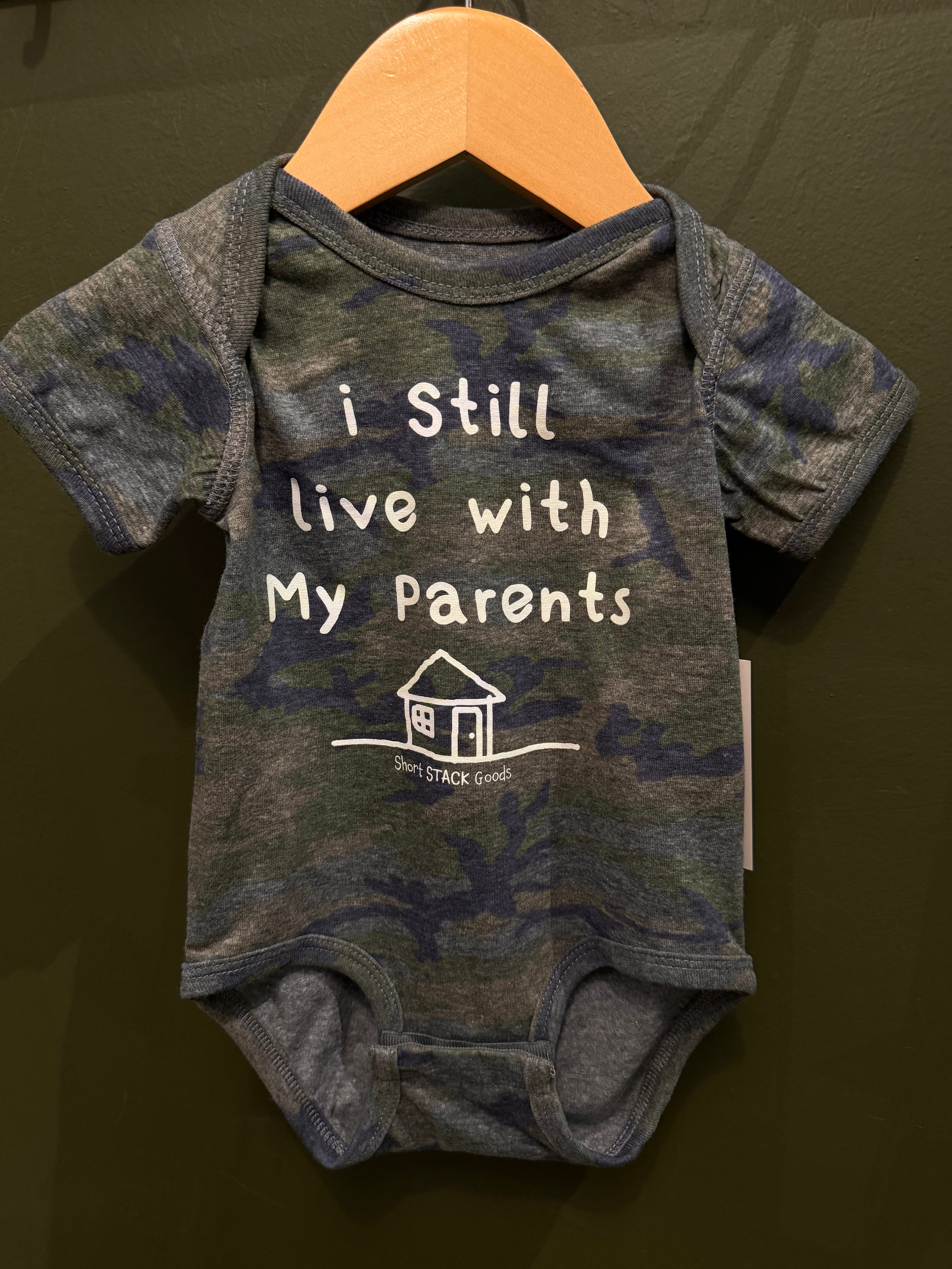 Camo I Still Live With My Parents Onesie